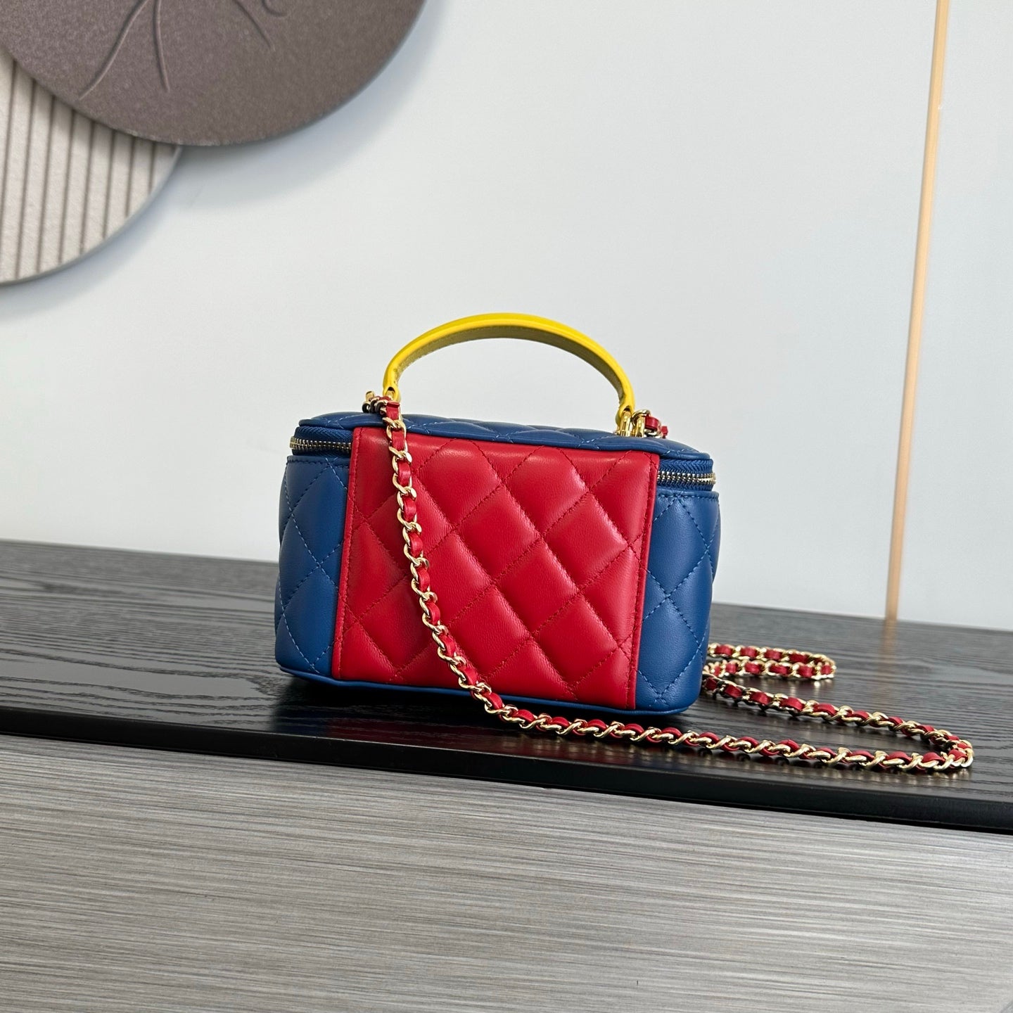 Chanel 2026 Superman Box Bag 17cm Blue Red Yellow Lambskin 383106