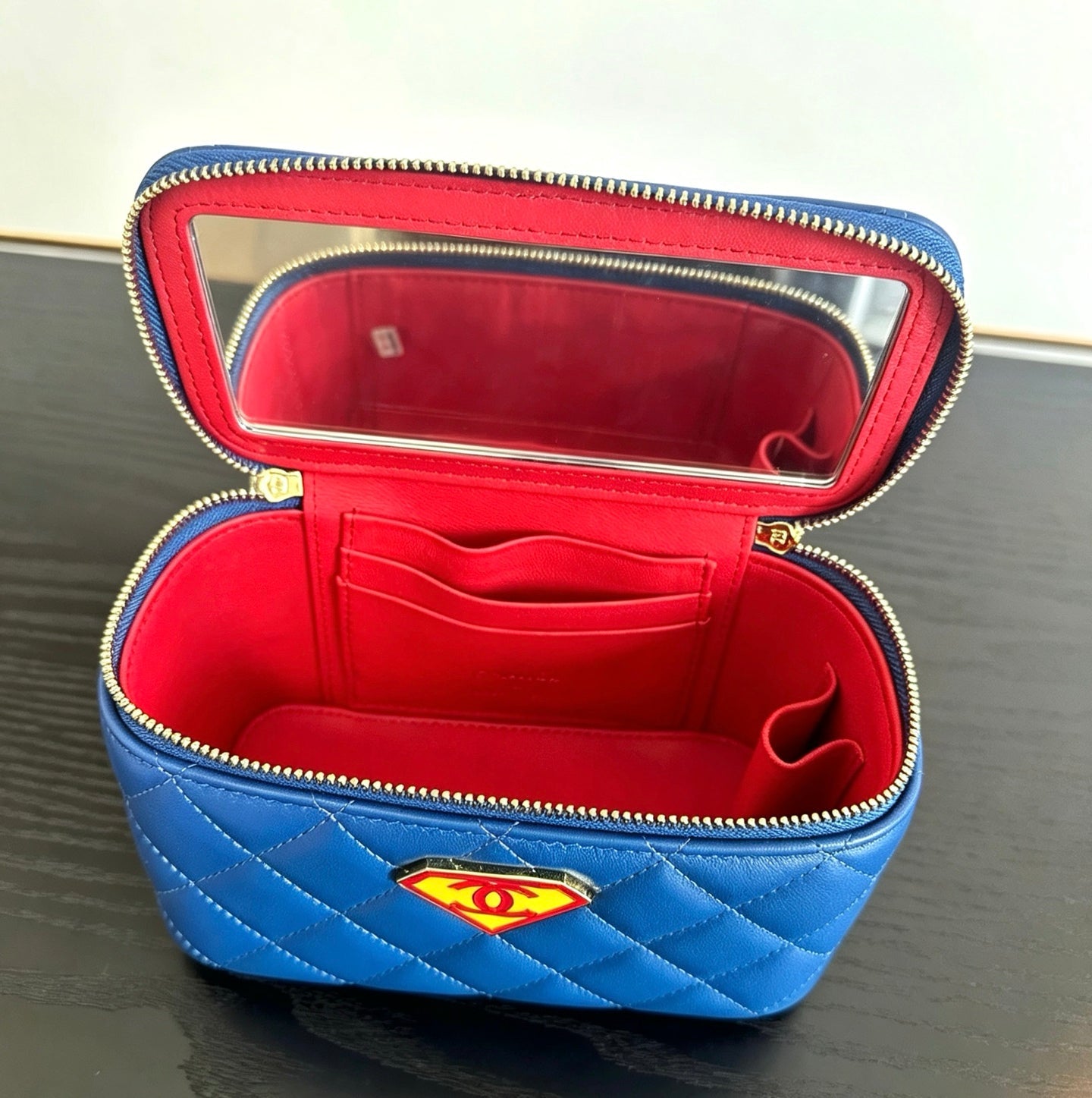 Chanel 2026 Superman Box Bag 17cm Blue Red Yellow Lambskin 383106