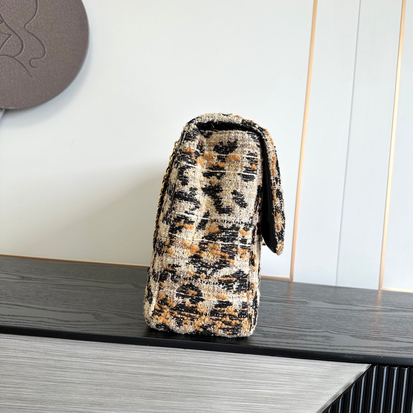 Chanel 2026 Leopard Print CF Maxi Flap Bag Tweed Leather