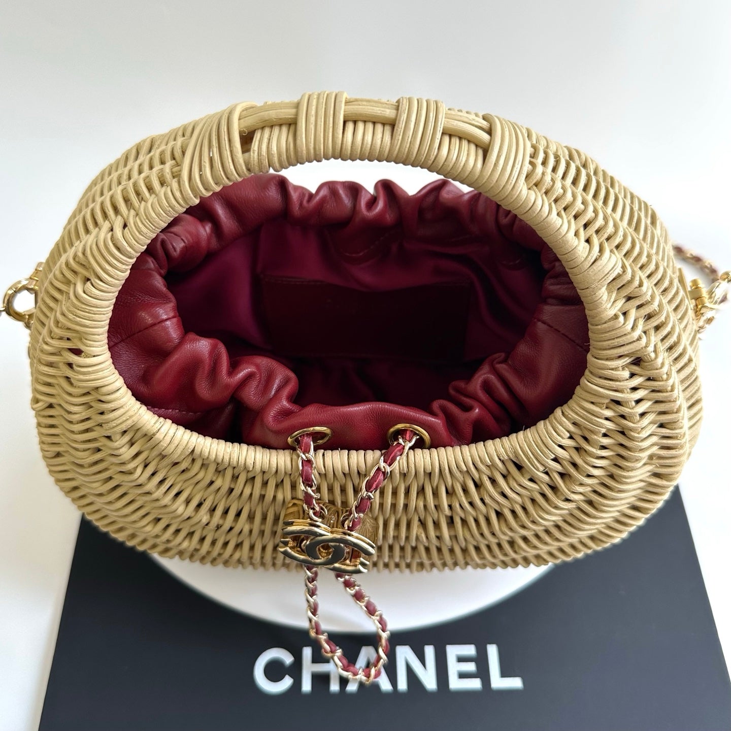 Chanel 2026 Structured Basket Bag Beige Wicker Leather