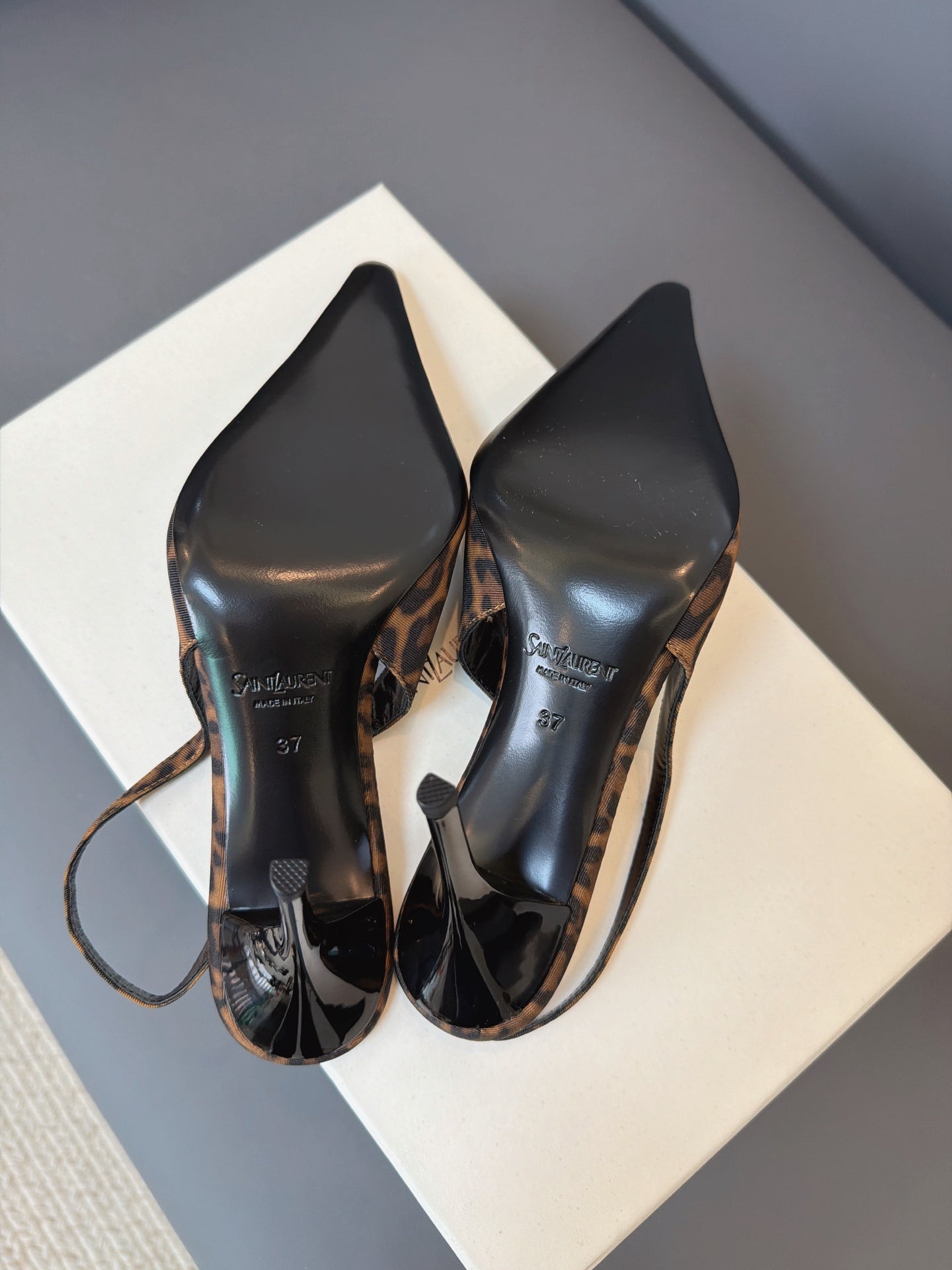 YSL 2026 High-heeled Slingback Lepard Leather