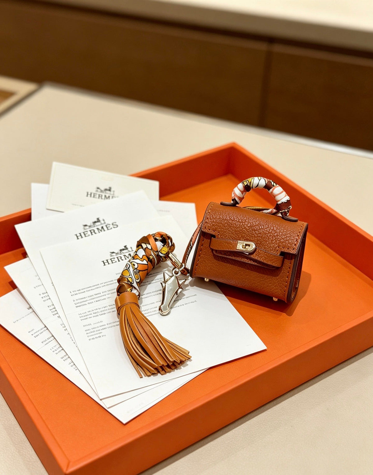 Hermes Brown Kelly Bag Charm