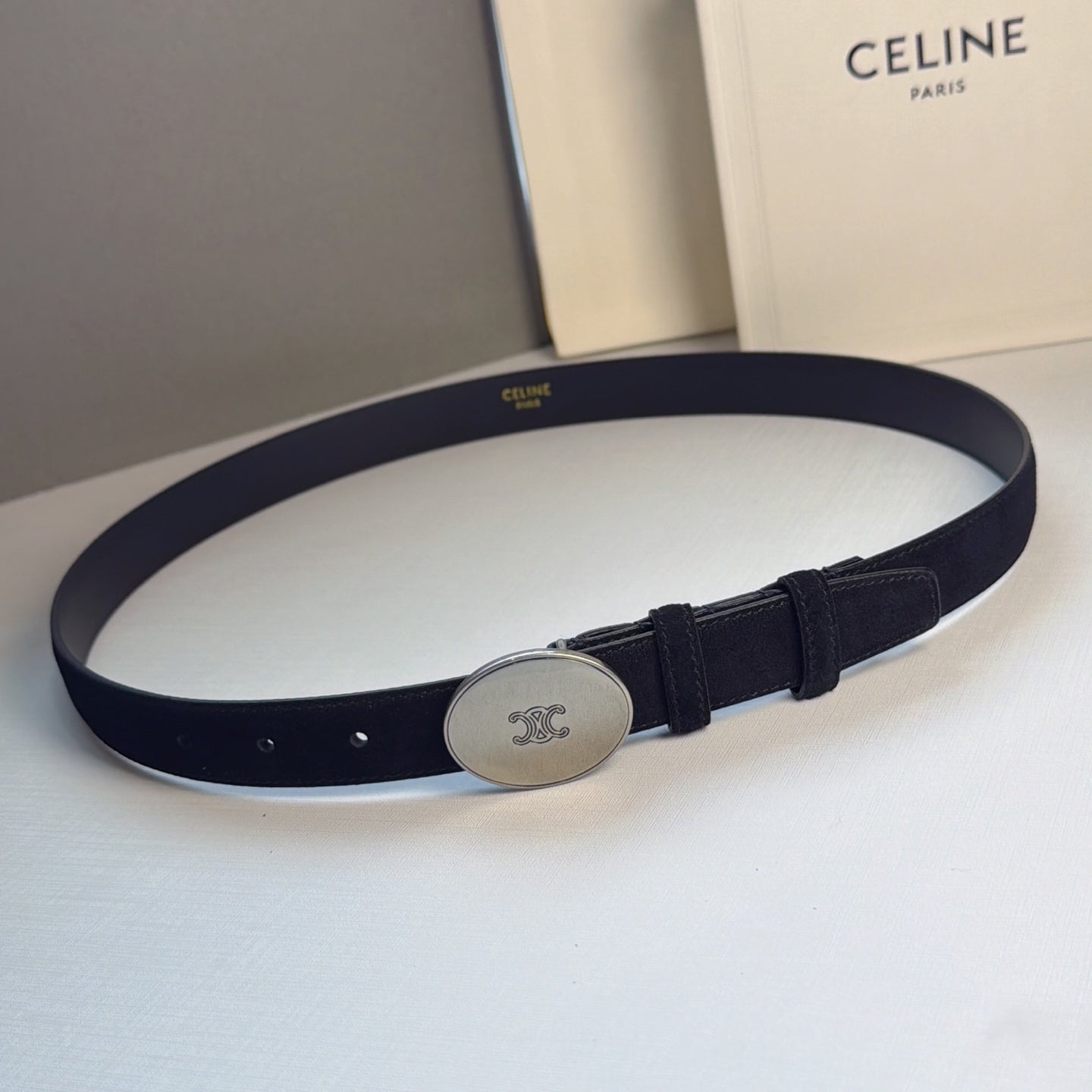 Celine 2026 Triomphe Belt 25mm Suede 205745