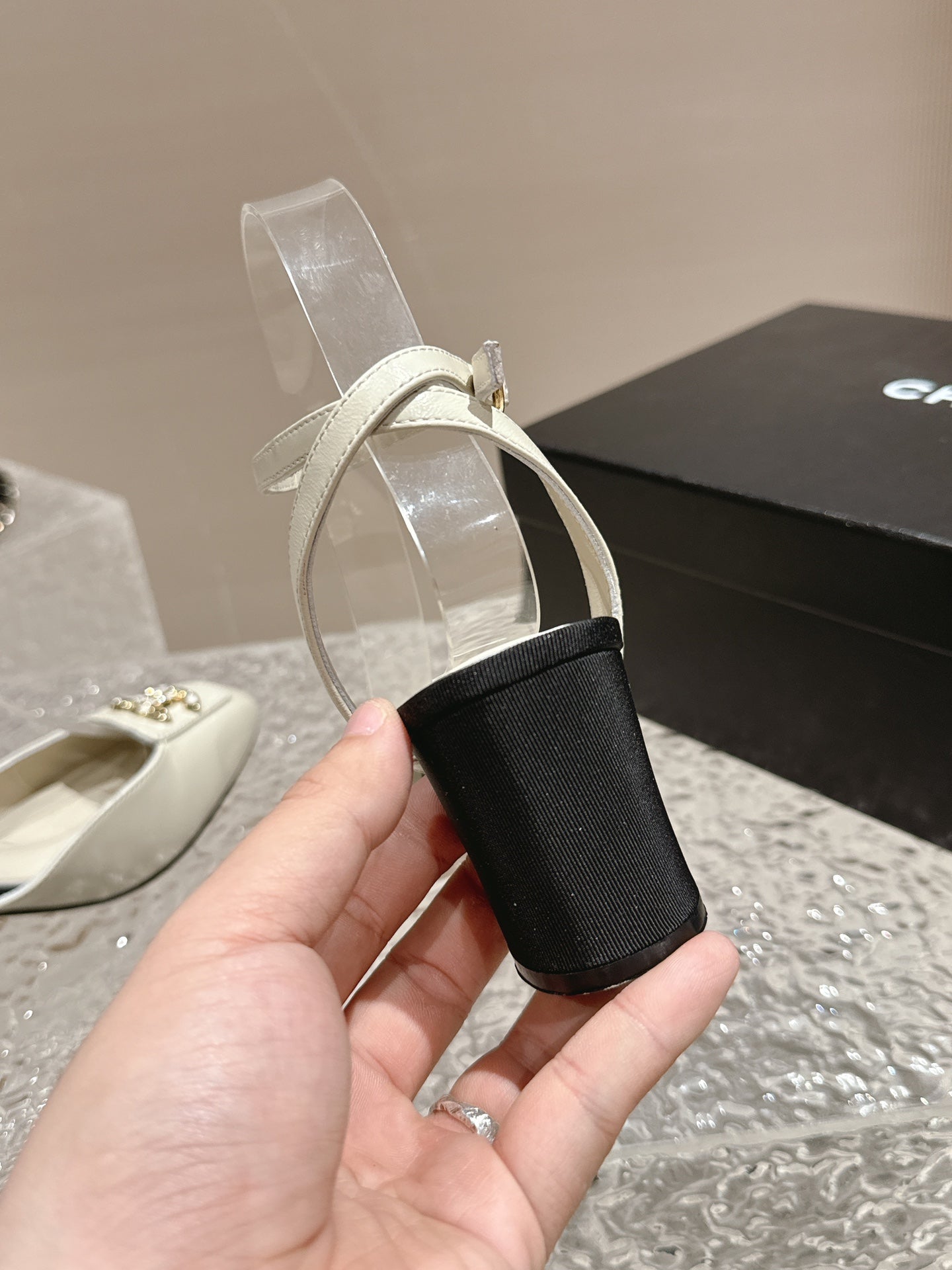 slingbacks 60 white black lambskin cc logo