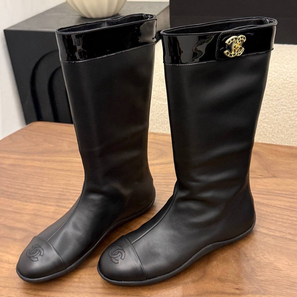 Chanel 2026 Calf-High Boots Cowhide 122656