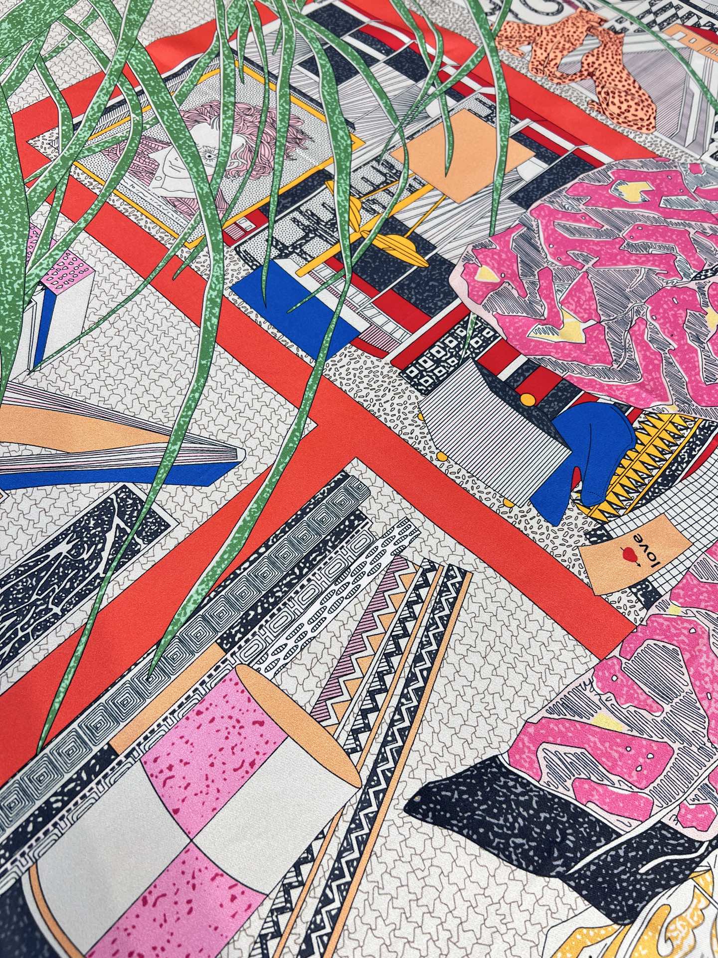 HM 26s Knitting Scarf 90 Red Pink Colorful Mulberry Silk 148045