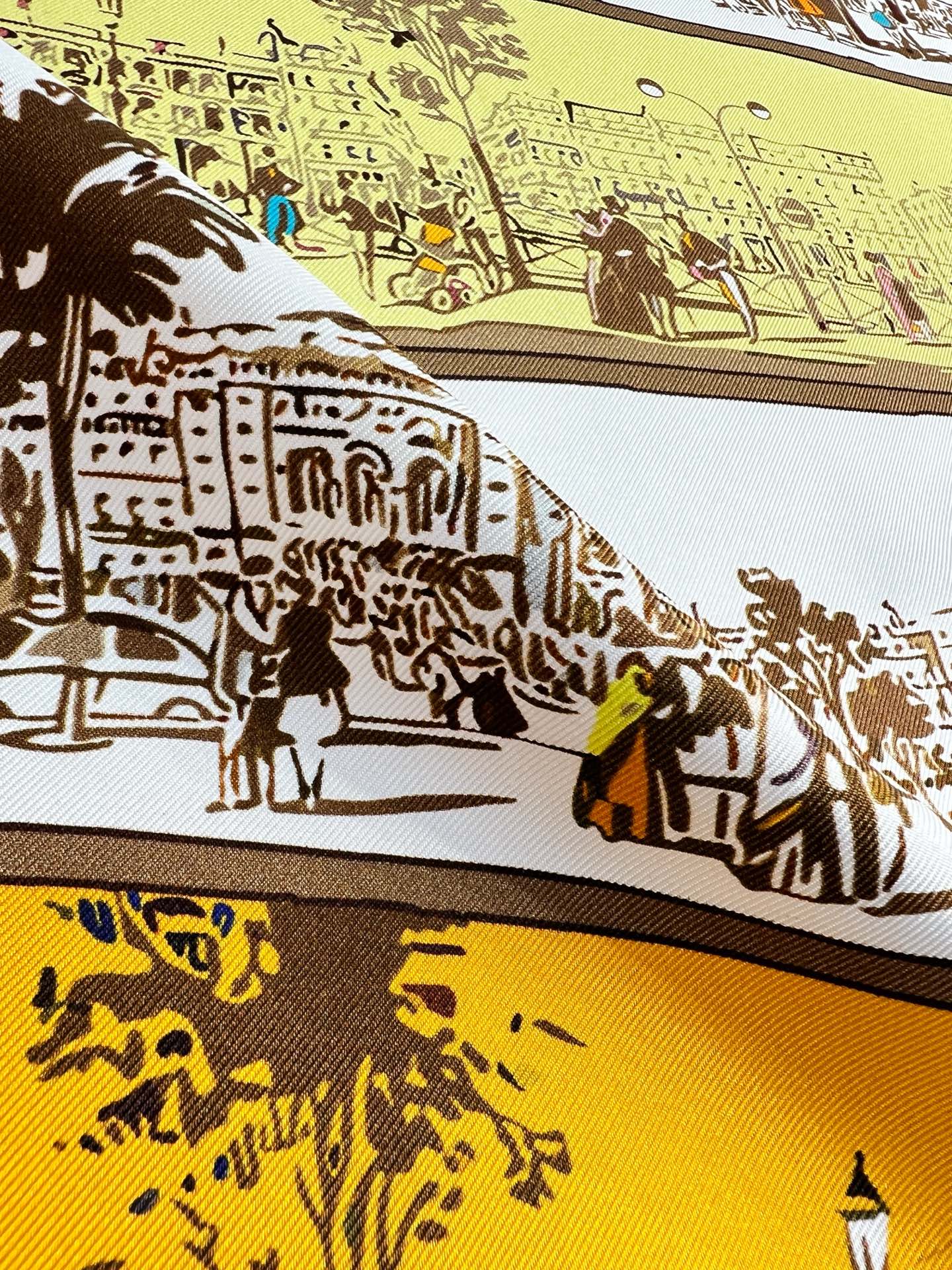 HM 26s Knitting Scarf 90 Yellow Brown Colorful Mulberry Silk 147544