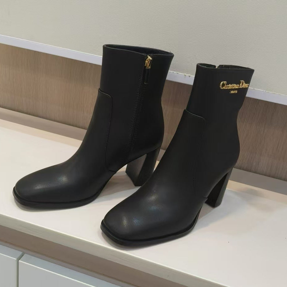 Dior 2026 D-Town Heeled Ankle Boots 80mm Leather 939033
