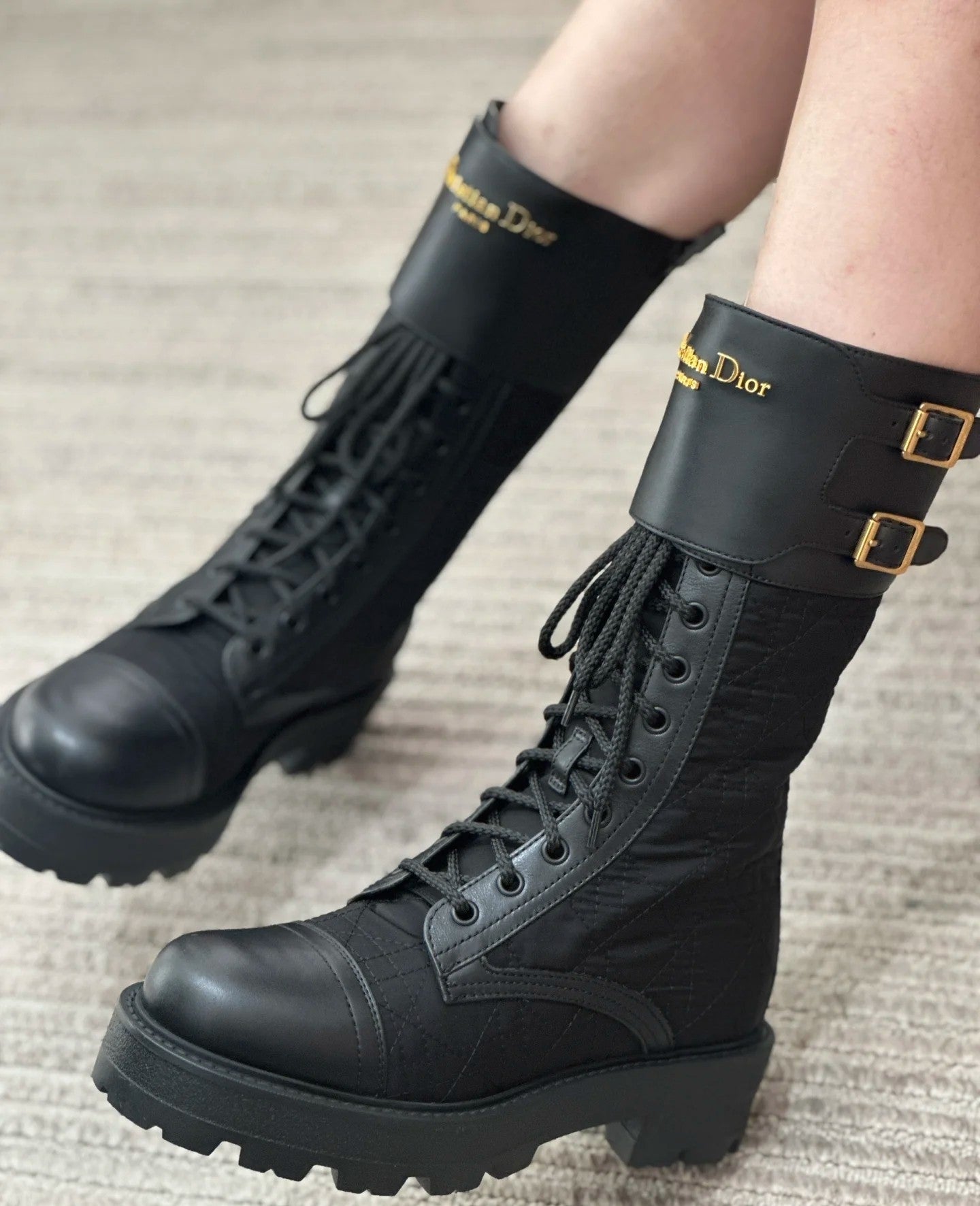 Dior 2026  D-Trap Boots Black Canvas Calfskin 939036