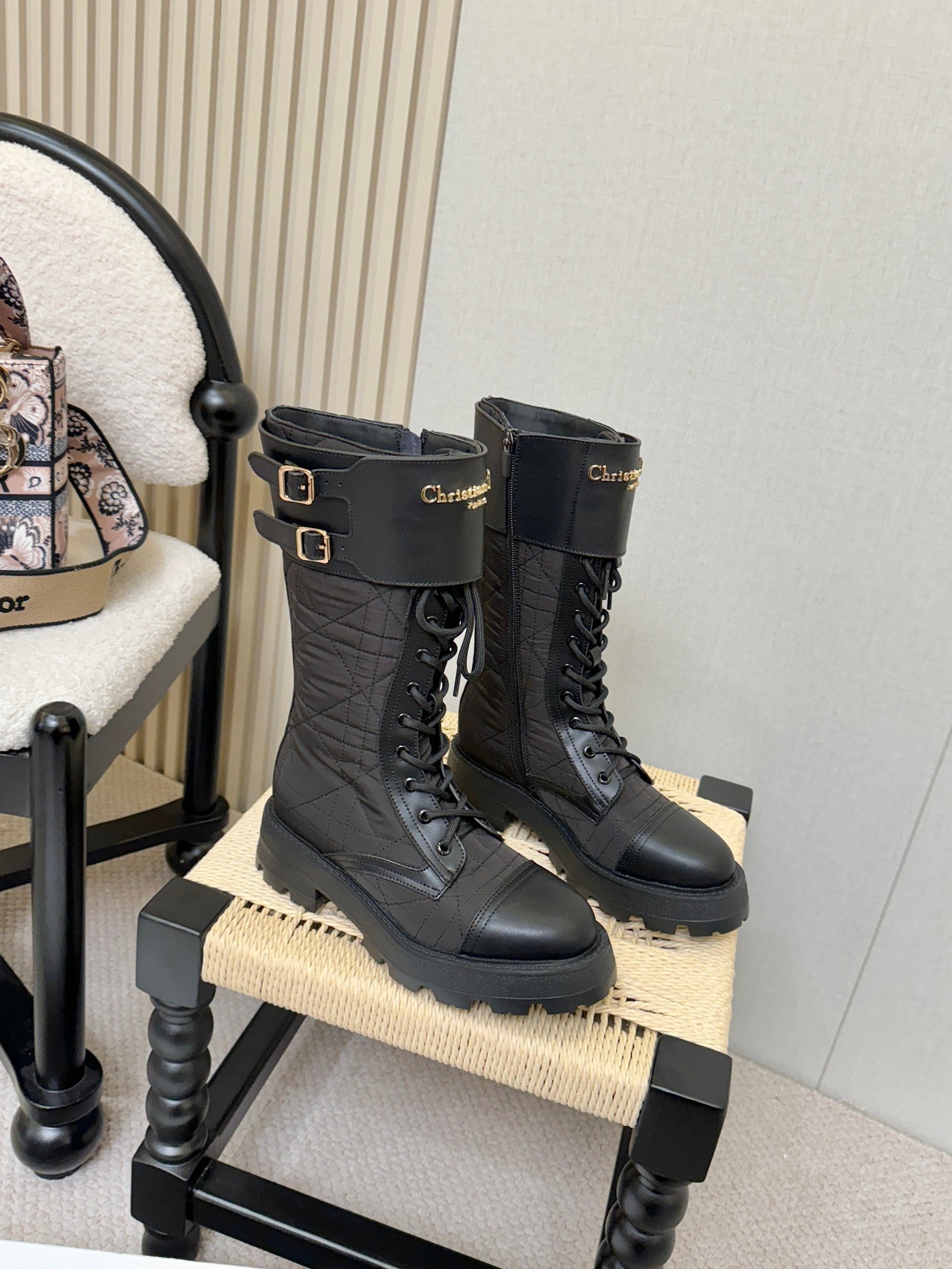 Dior 2026  D-Trap Boots Black Canvas Calfskin 939036