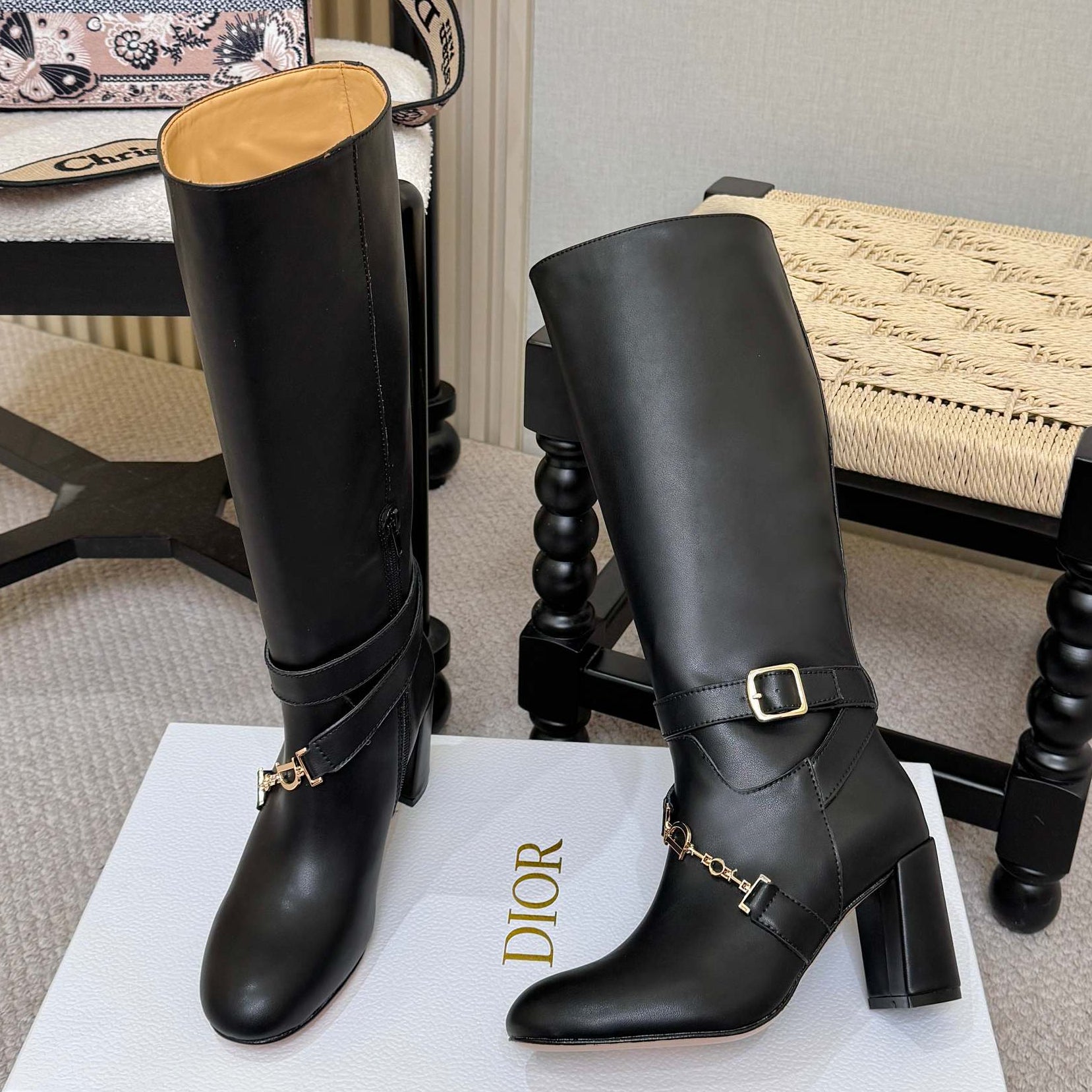 Dior 2026 Diorly Heeled Boots 85mm Black Calfskin 997786