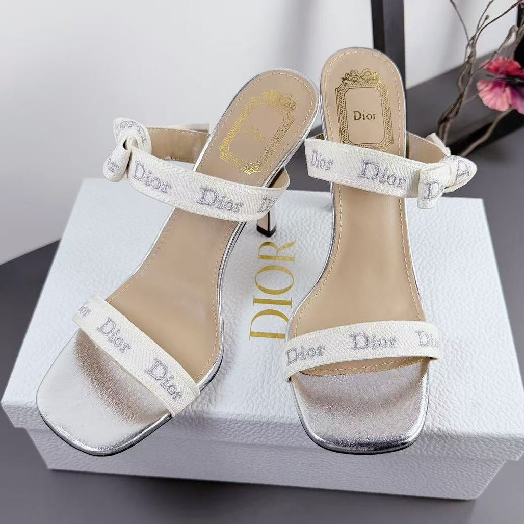 Dior 2026 High Heel Sandals 95mm Canvas Sheepskin 939032