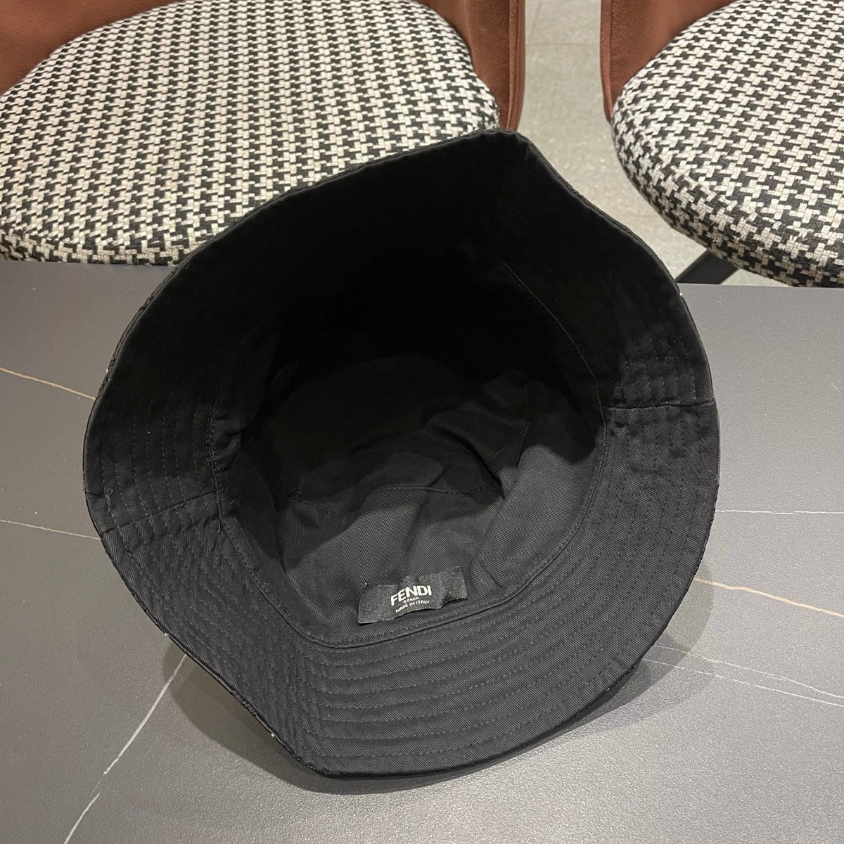 Fendi Rhinestone Embroidered Fabric Bucket Hat 491651