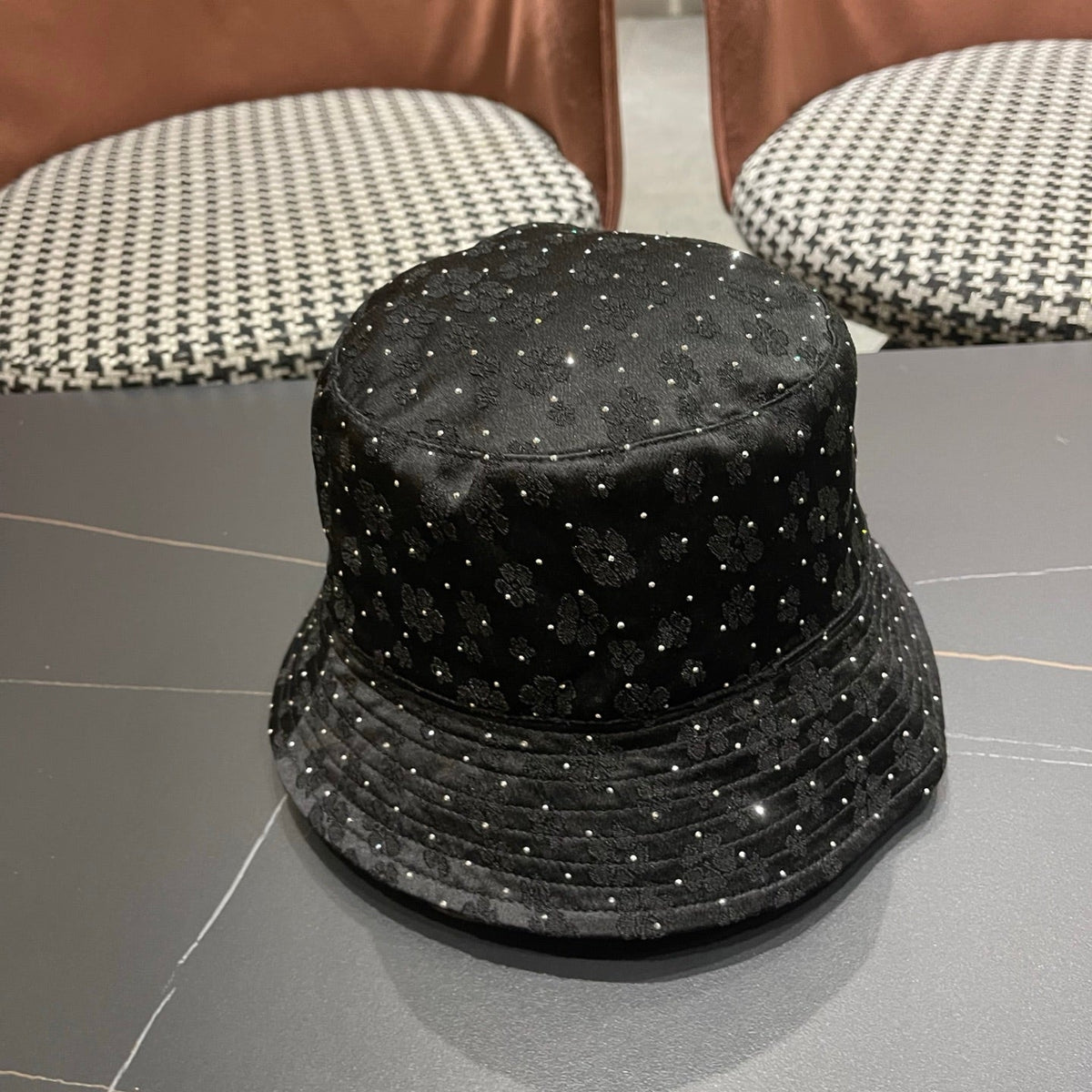 Fendi Rhinestone Embroidered Fabric Bucket Hat 491651