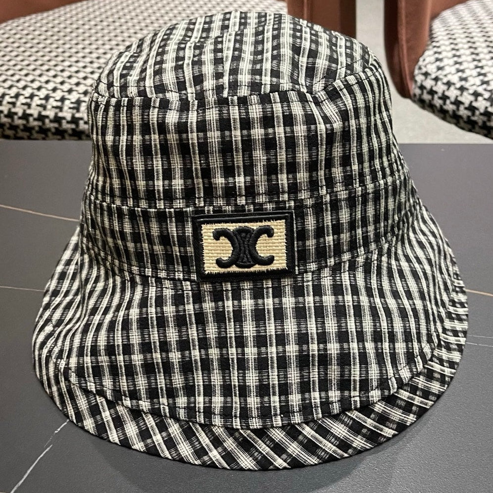 Celine Fabric Black Caro Fisherman Hat 491732