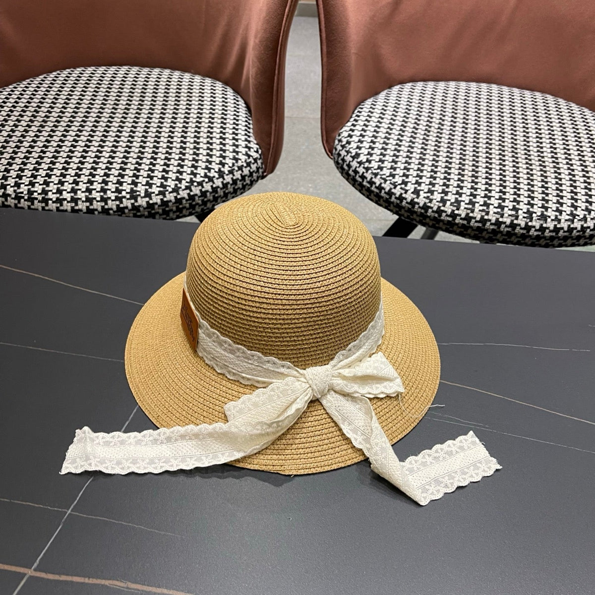 Dior Bow Straw Bucket Hat 491795