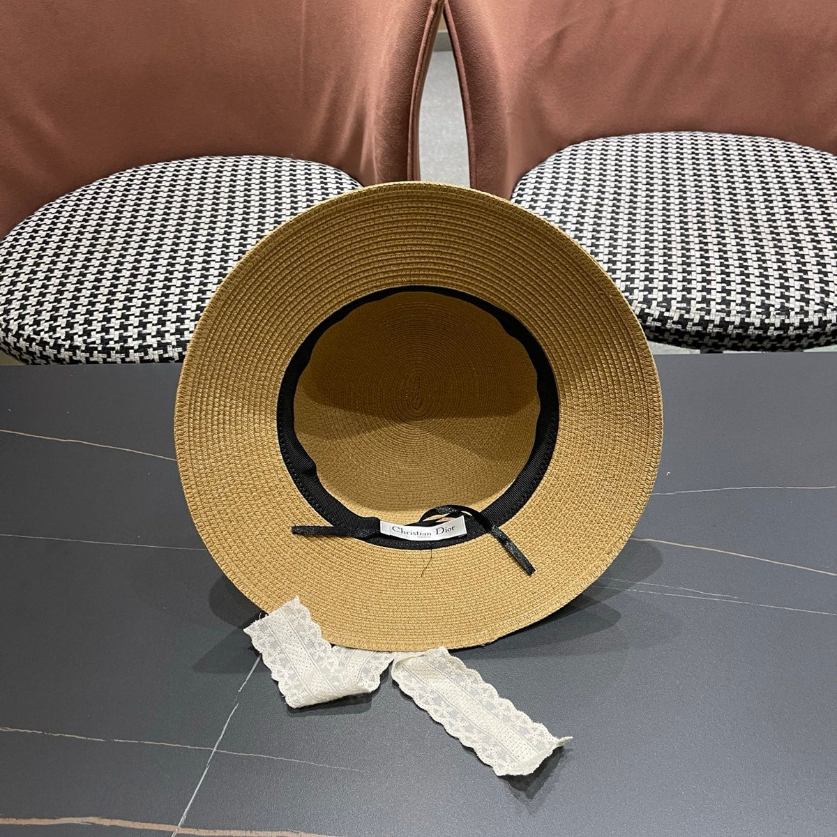 Dior Bow Straw Bucket Hat 491795