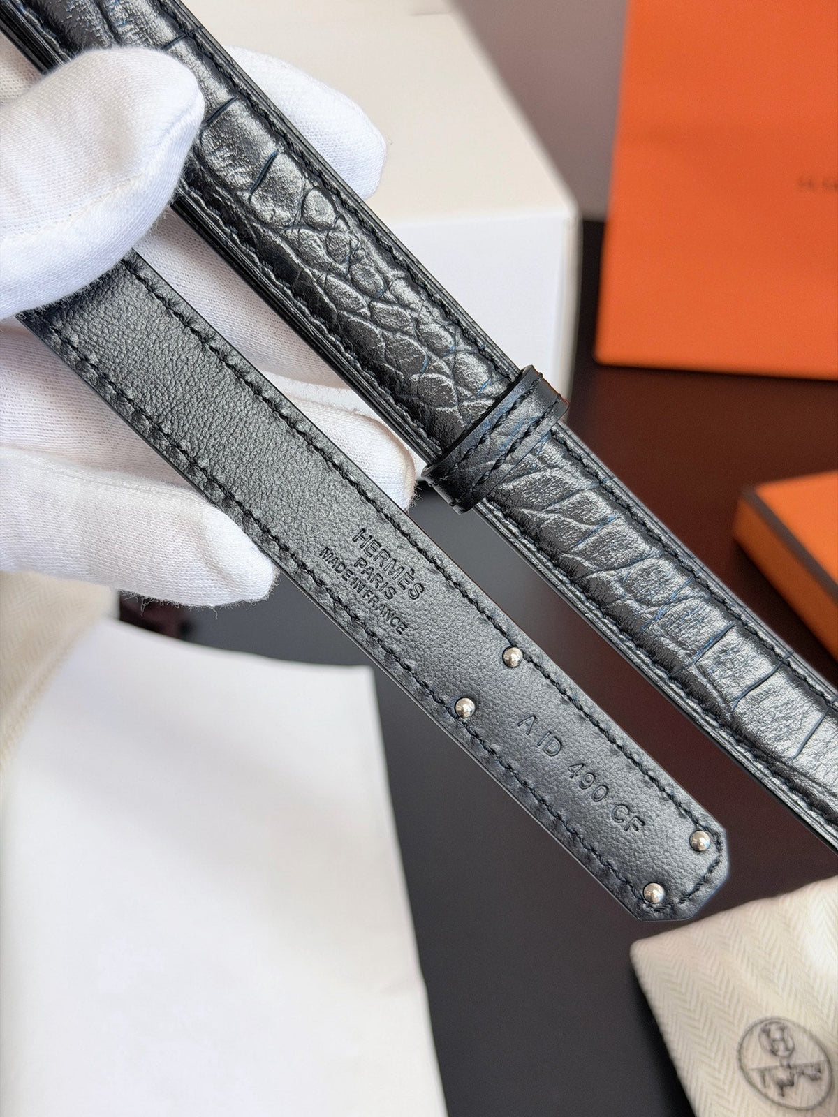Hermes 2026 Kelly 18 Belt Crocodile-embossed Epsom Calfskin 214097