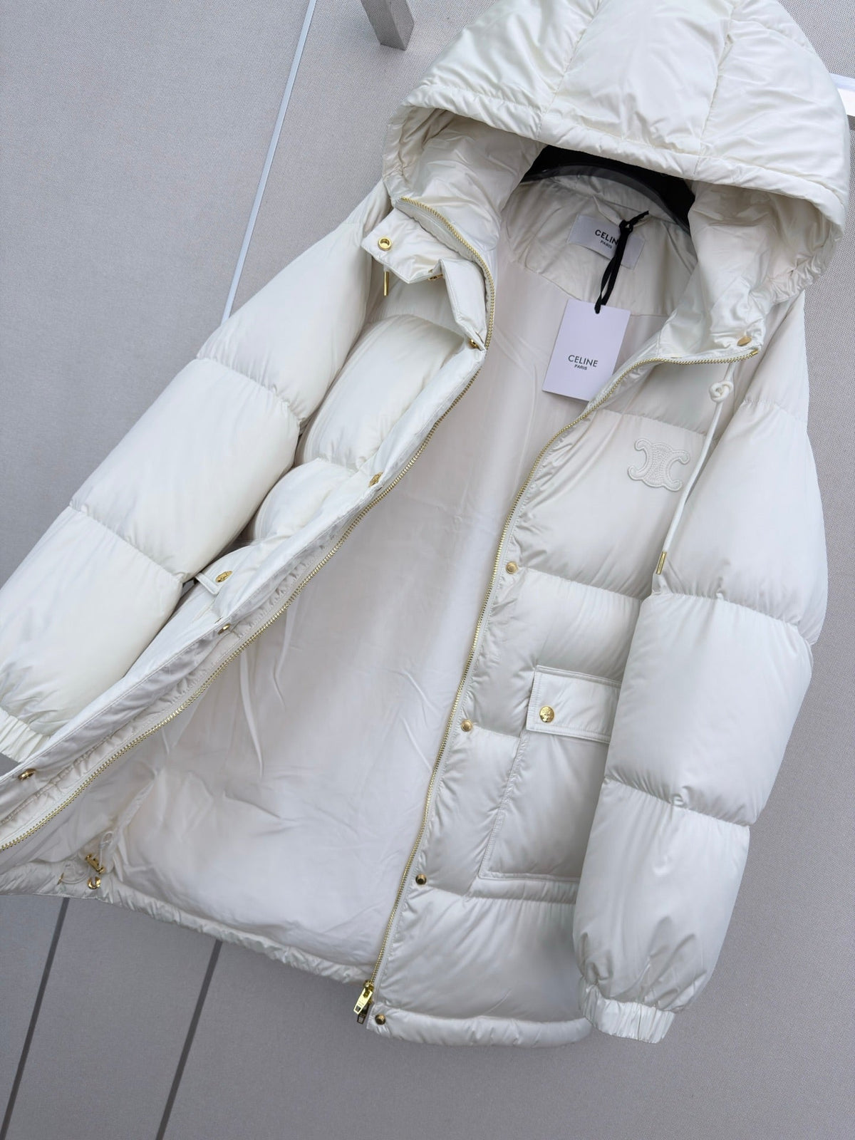 Celine 2026 Hooded Mid-Length Jacket Nylon Down 430240