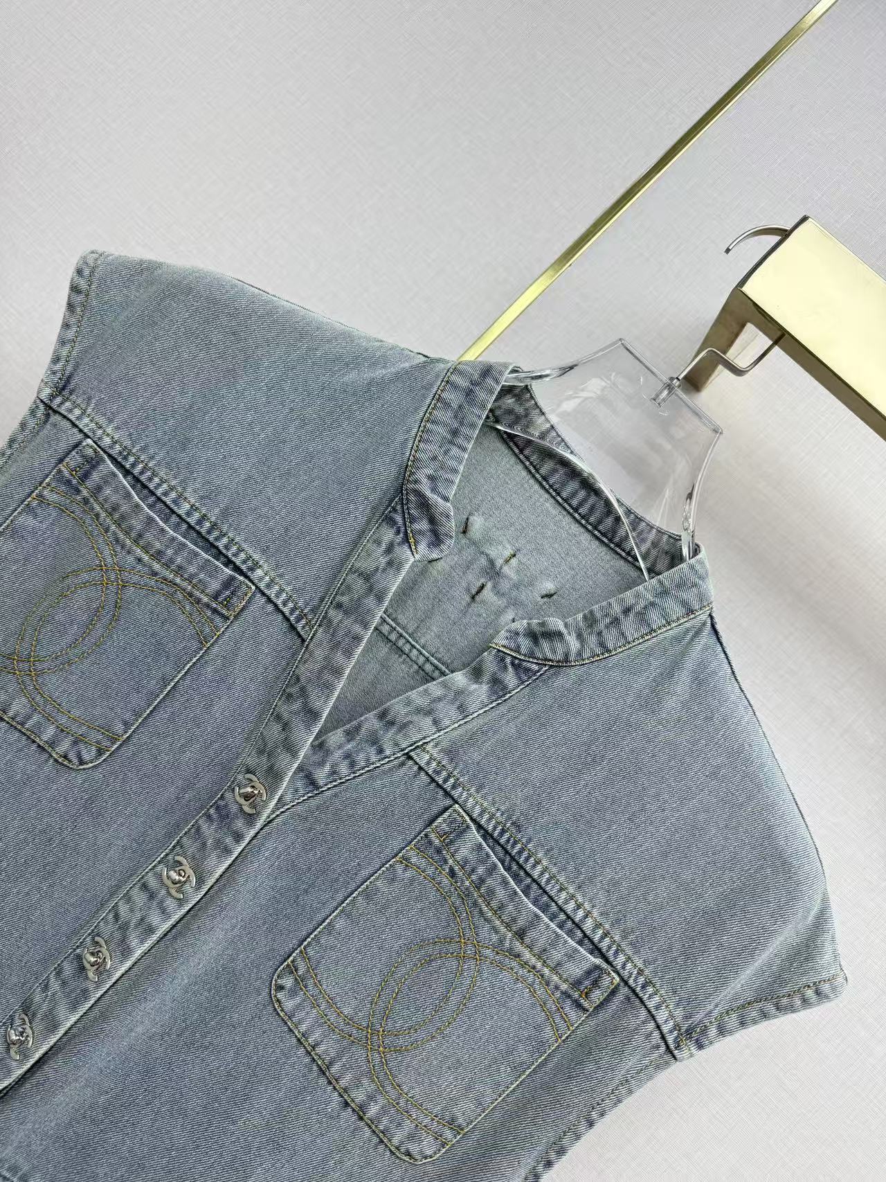 Chanel 2026 Denim V-Neck Dress Cotton 389413