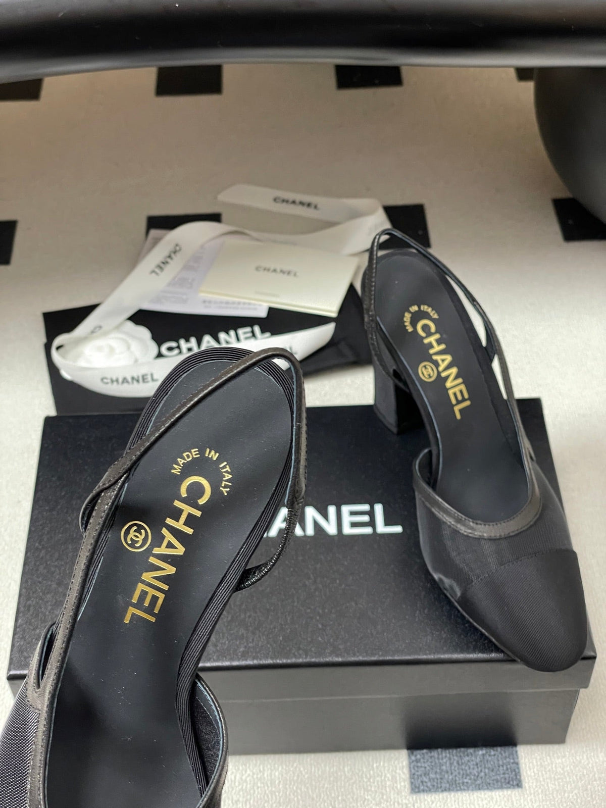 CC 26s Slingback 95mm Mesh Fabric Sheepskin