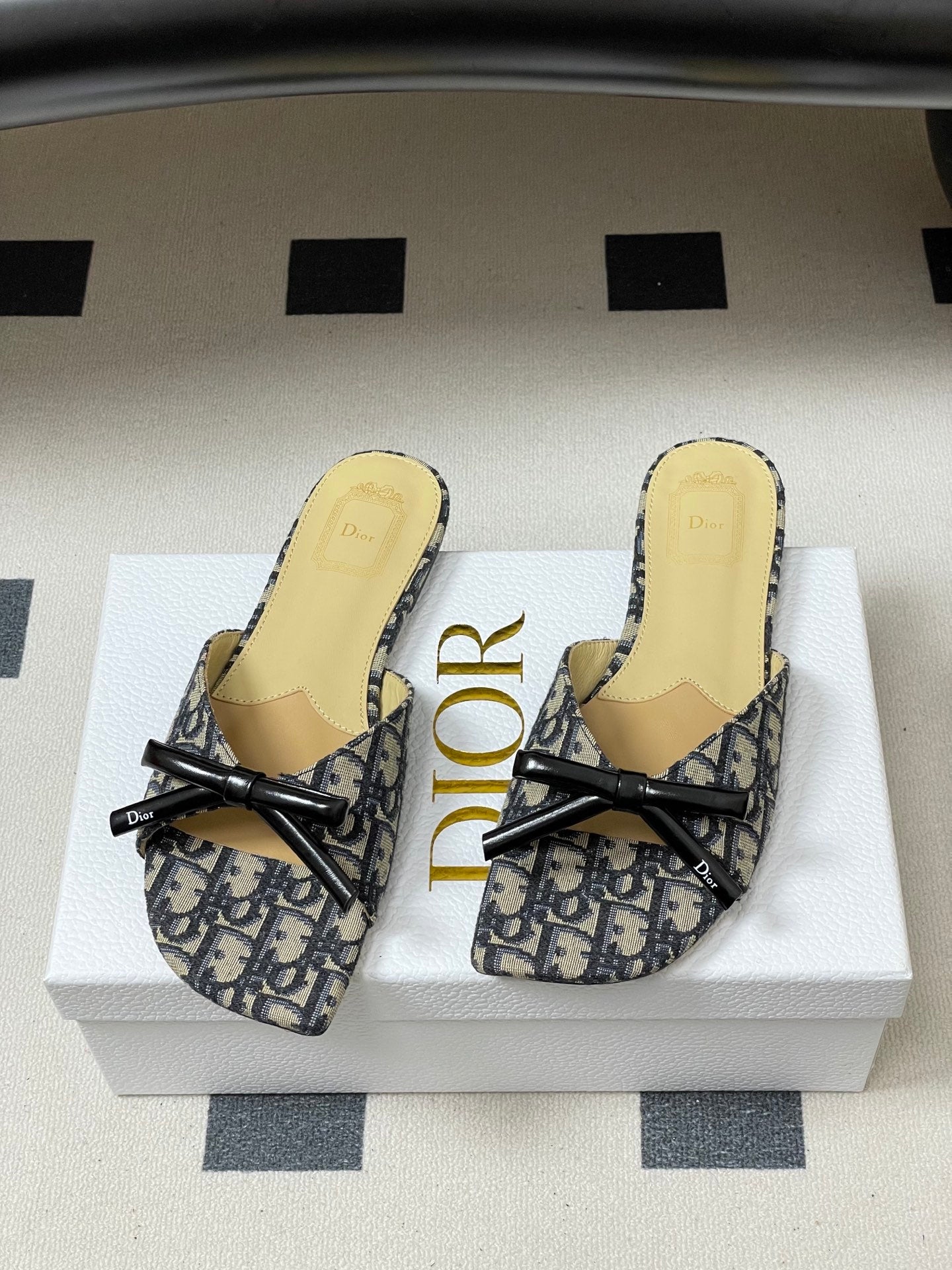 Dior 2026 Bow Slipper Canvas Calfskin 911148