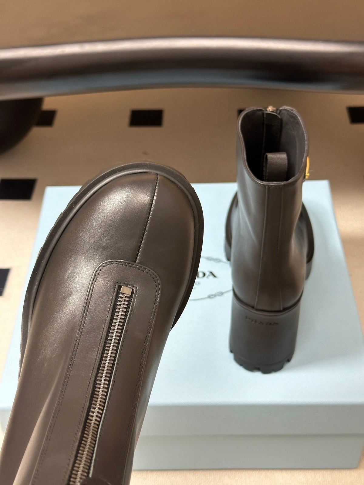 Prada 2026 Zipper Ankle Boots 85mm Suede Leather 151273