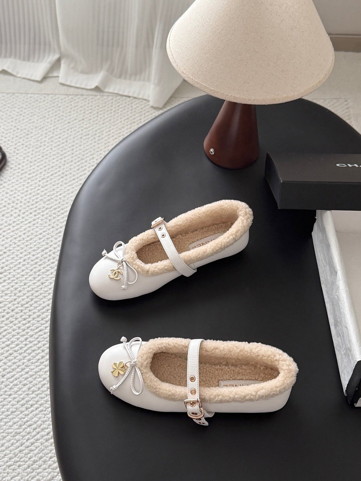 Chanel 2026 Bow Ballet Flats Wool Suede Leather 128295