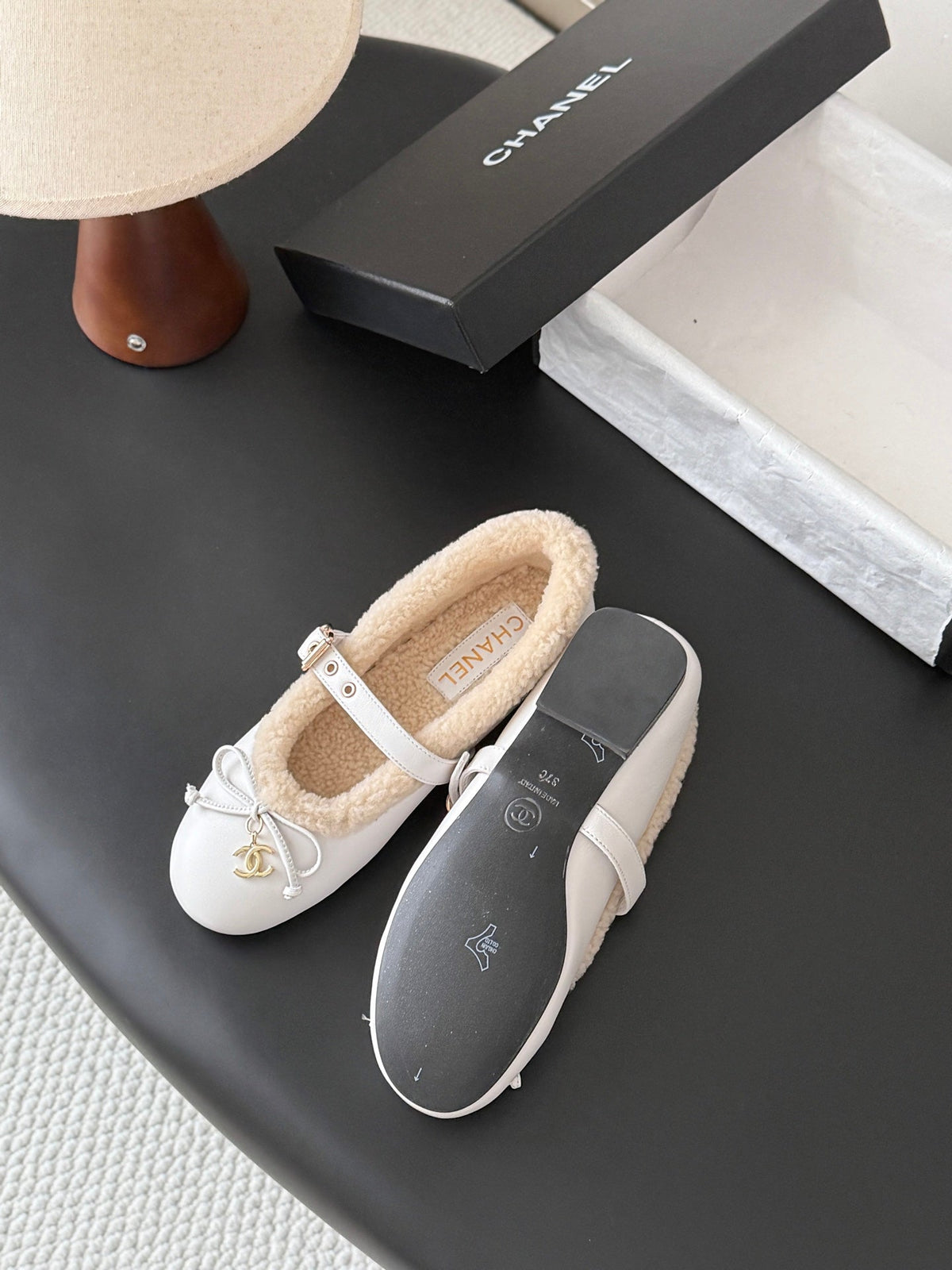 Chanel 2026 Bow Ballet Flats Wool Suede Leather 128295
