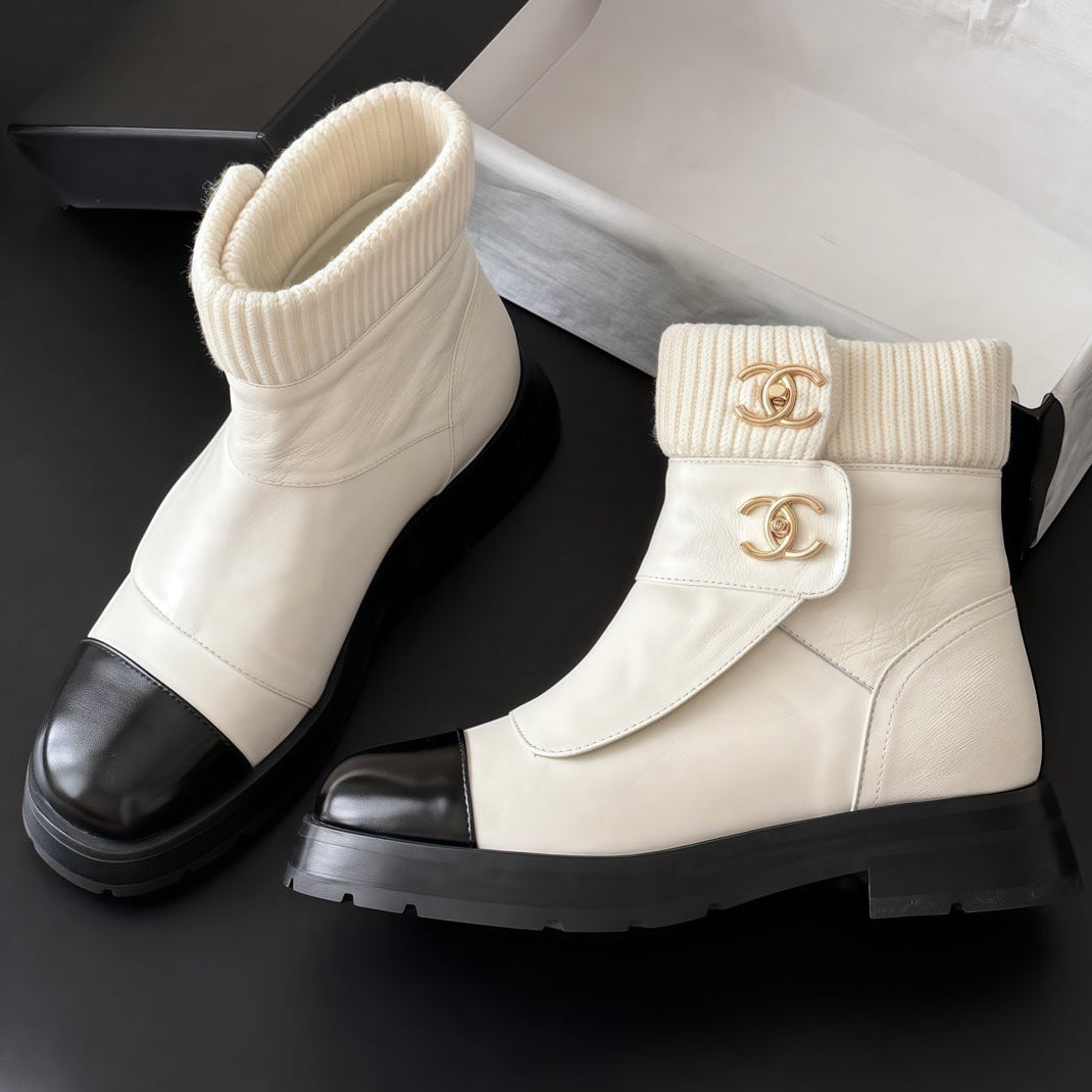 Chanel 2026 CC Logo Ankle Boots Suede Leather 127865