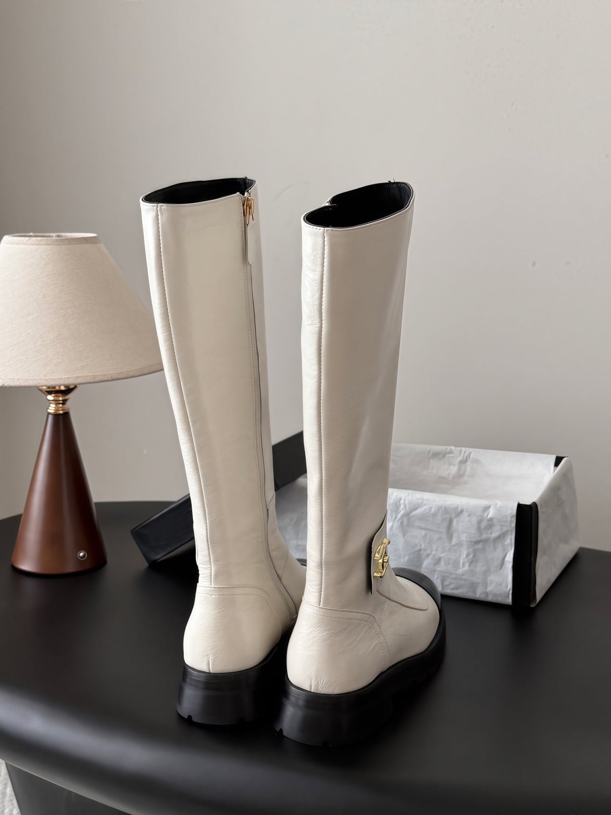 Chanel 2026  CC Logo Knee-High Boots Suede Leather 127869