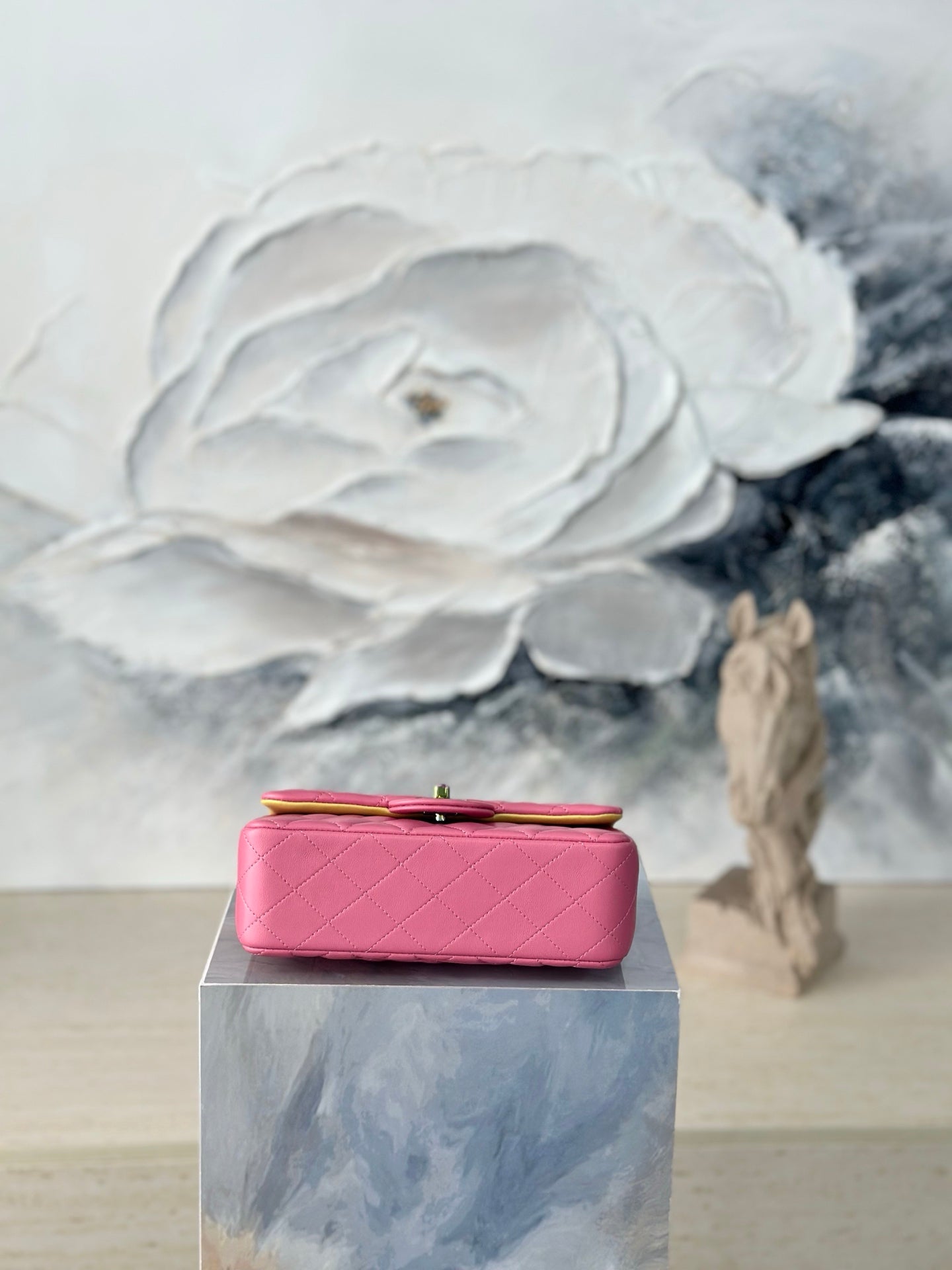 Chanel 2026 Flap Bag 20cm Pink Quilted Leather Rainbow Buckle