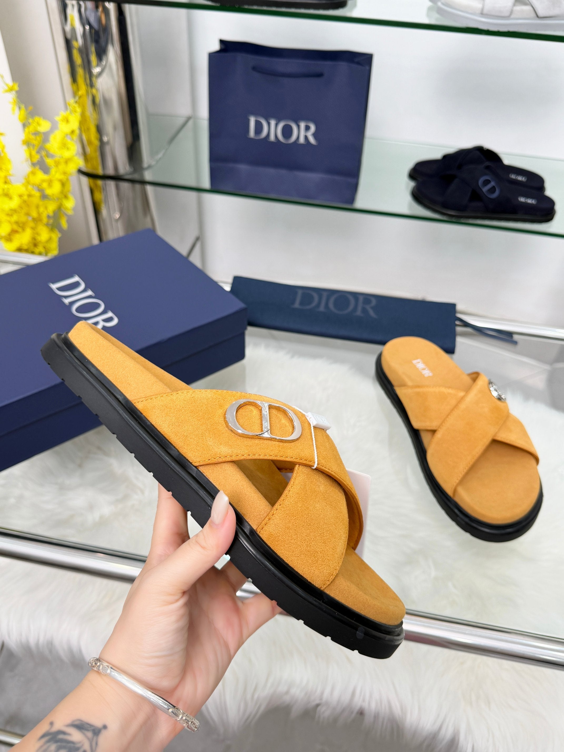 Dior 2026 Criss-Cross Strap Sandals Suede 966584