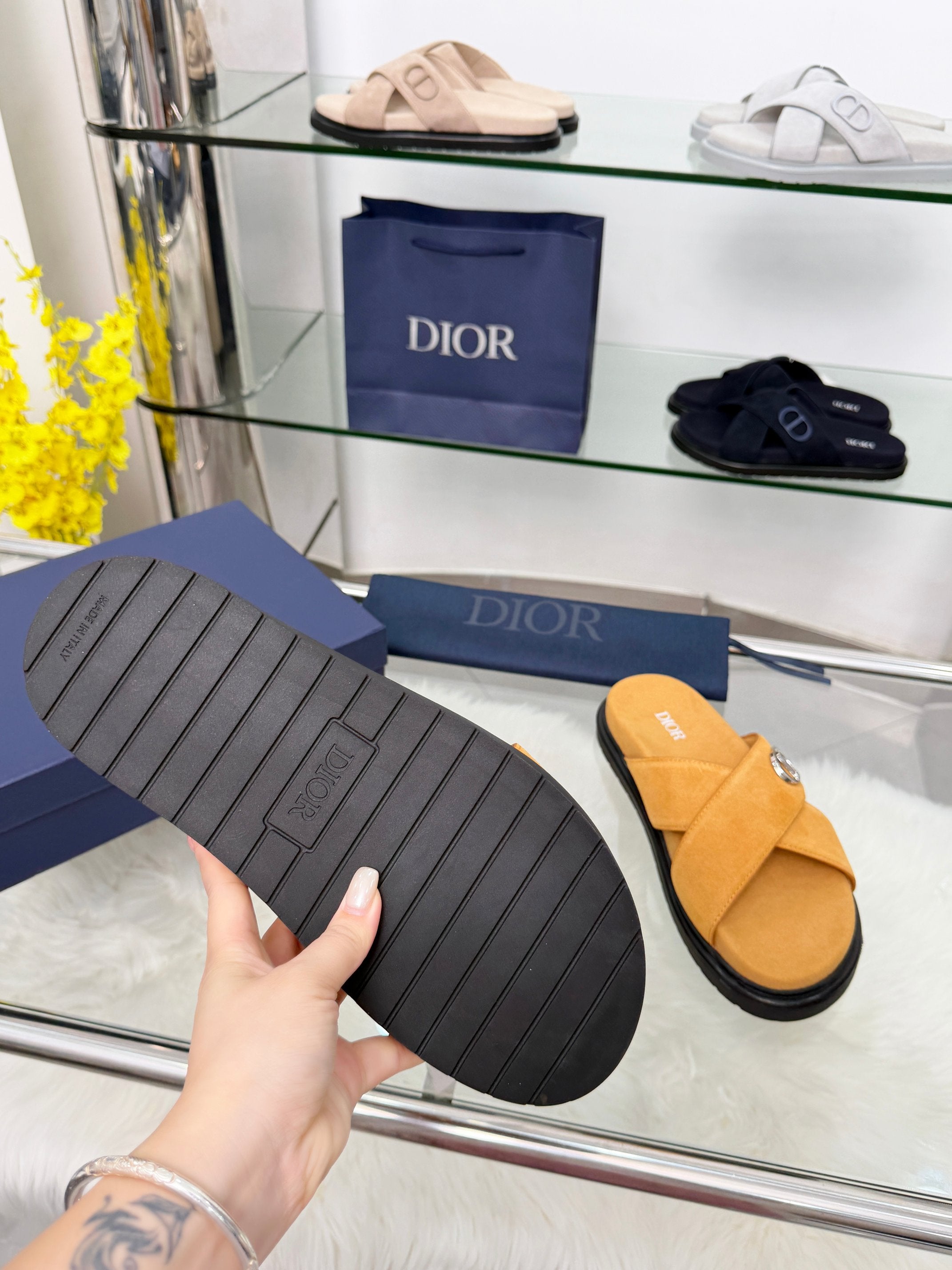 Dior 2026 Criss-Cross Strap Sandals Suede 966584