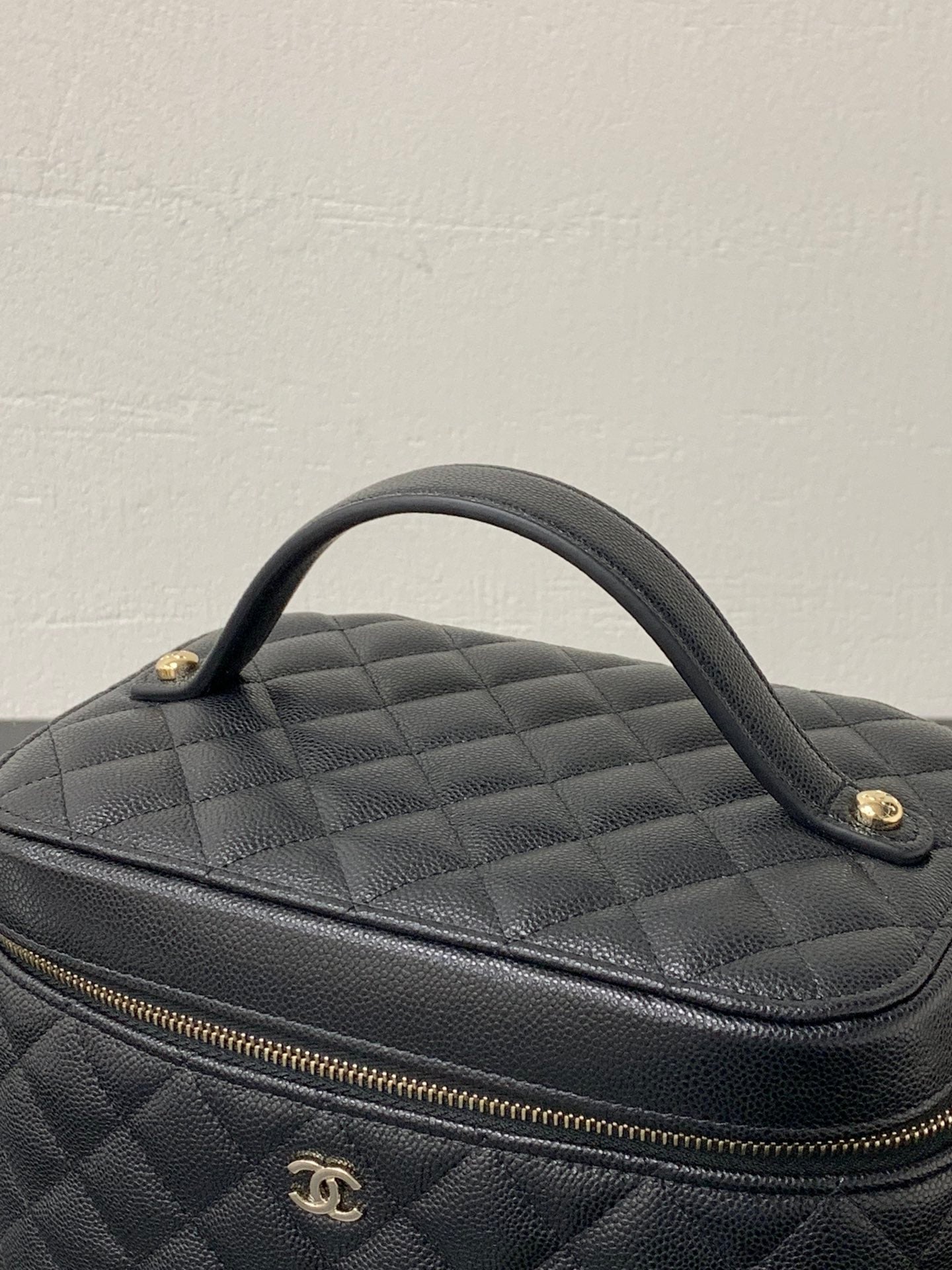 Chanel 2026 Vanity Pouch 21cm Black Caviar Quilted