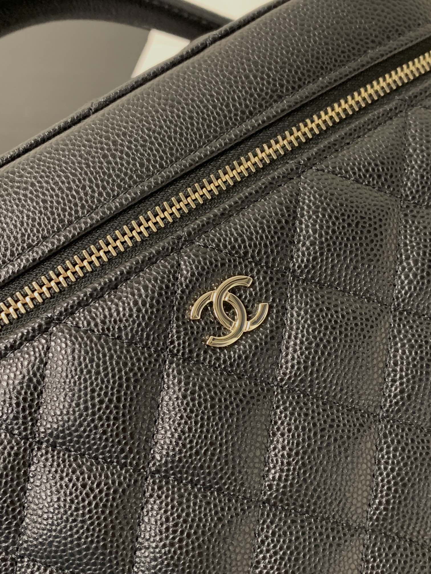 Chanel 2026 Vanity Pouch 21cm Black Caviar Quilted