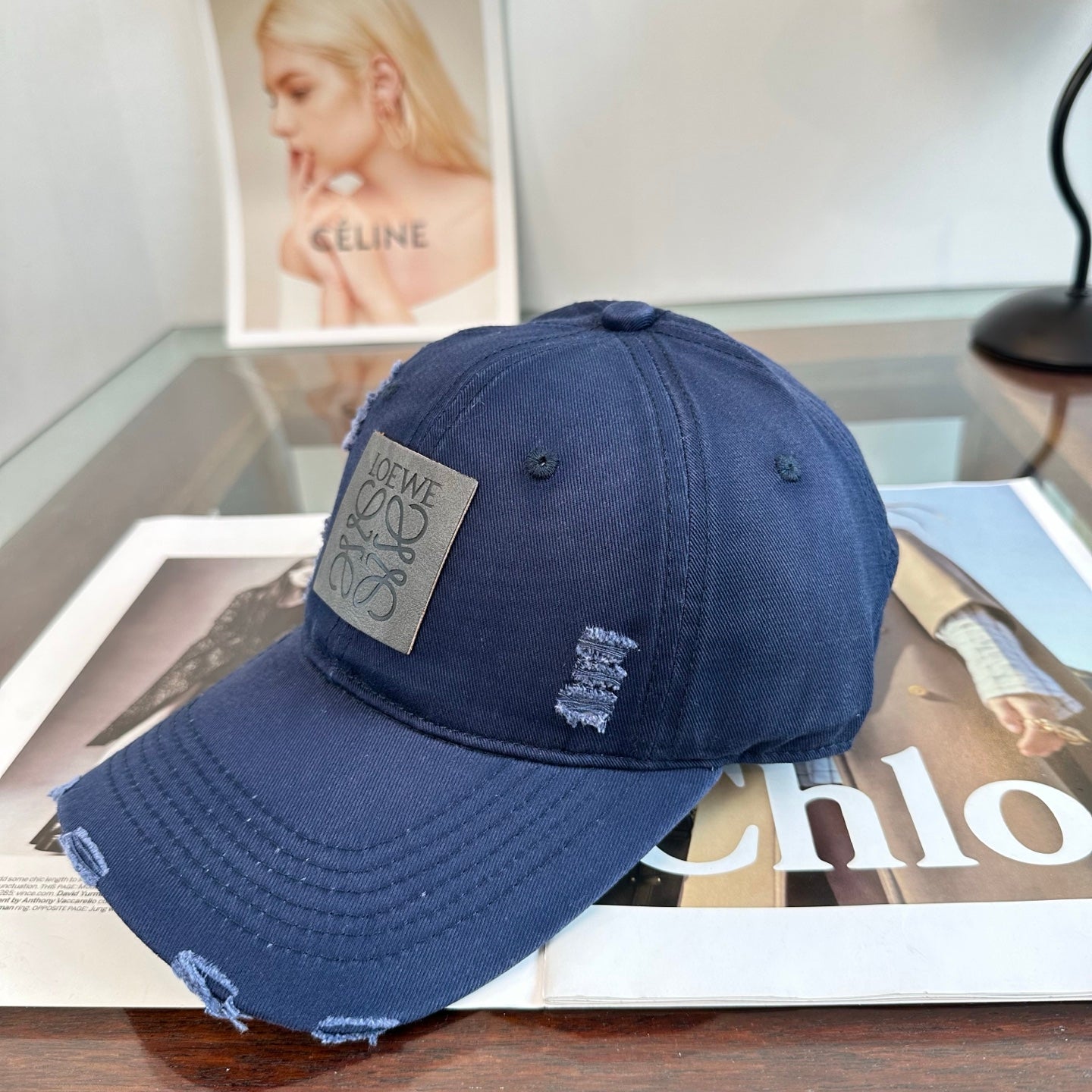 Loewe Distressed Baseball Cap 343427