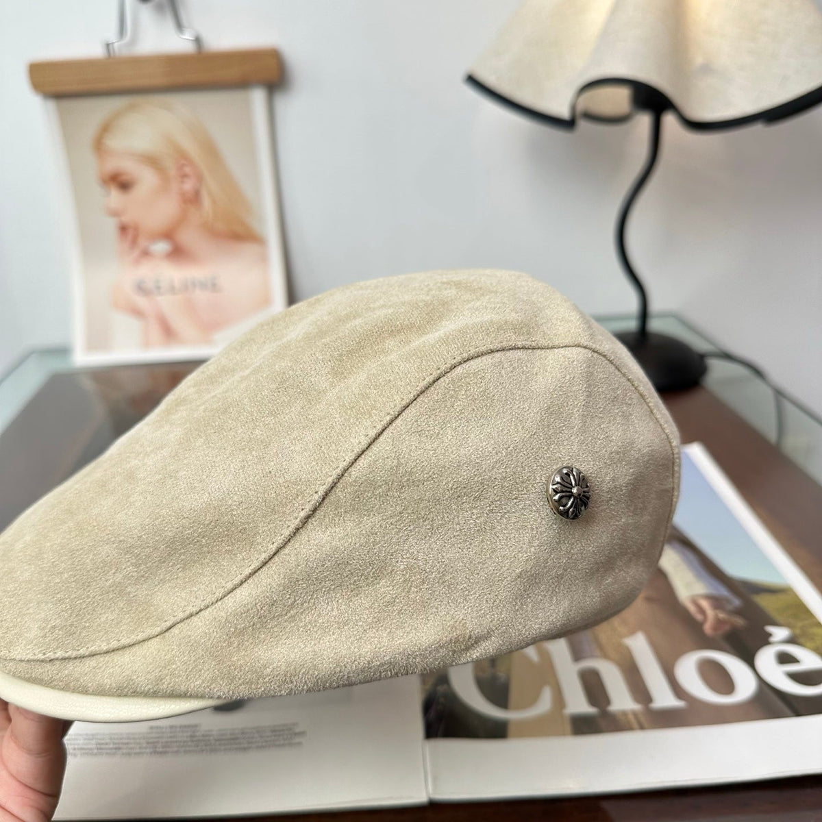 Chrome Hearts Suede Newsboy Hat 514962