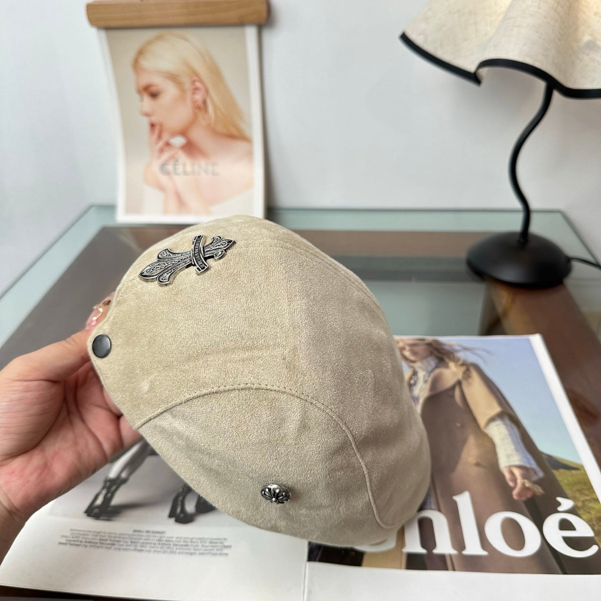 Chrome Hearts Suede Newsboy Hat 514962