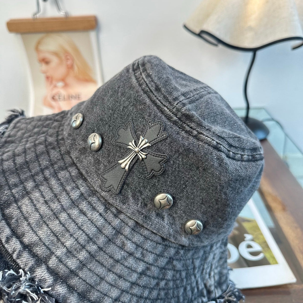 Chrome Hearts Denim Wash Bucket Hat 514945