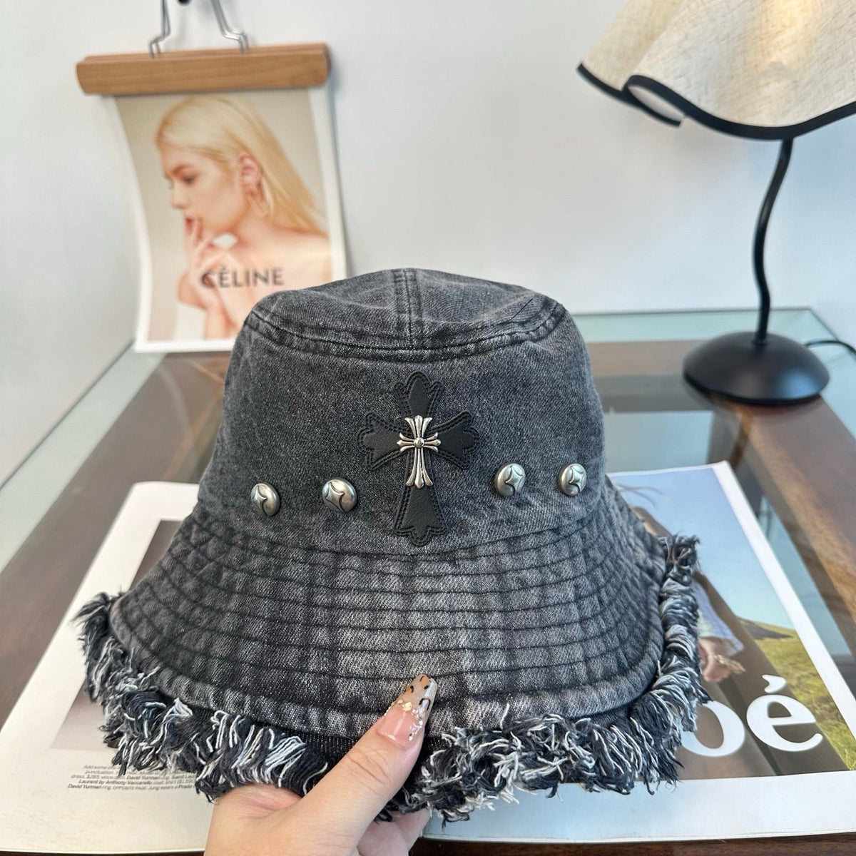 Chrome Hearts Denim Wash Bucket Hat 514945