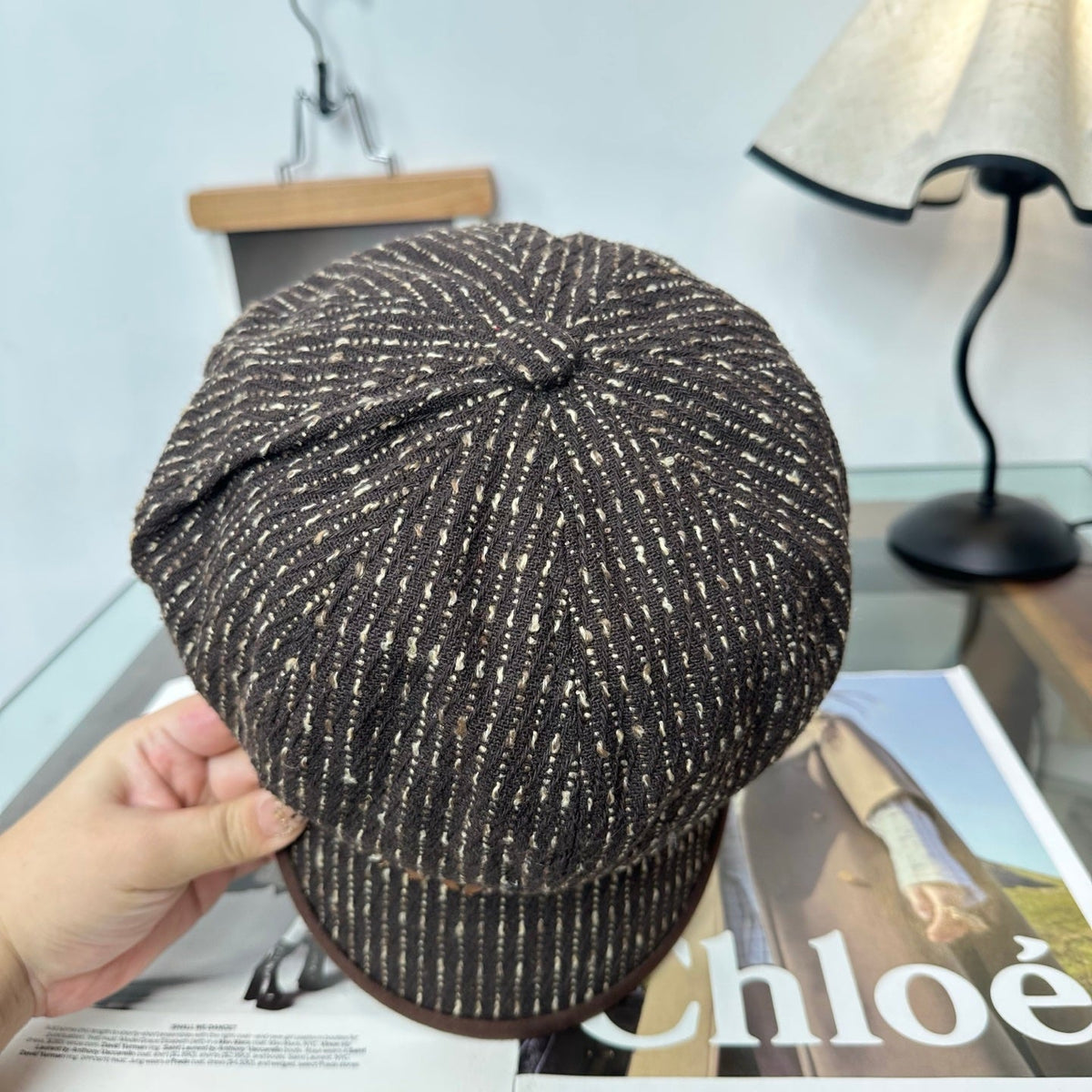 Miumiu Tweed Newsboy Cap Hat 497142