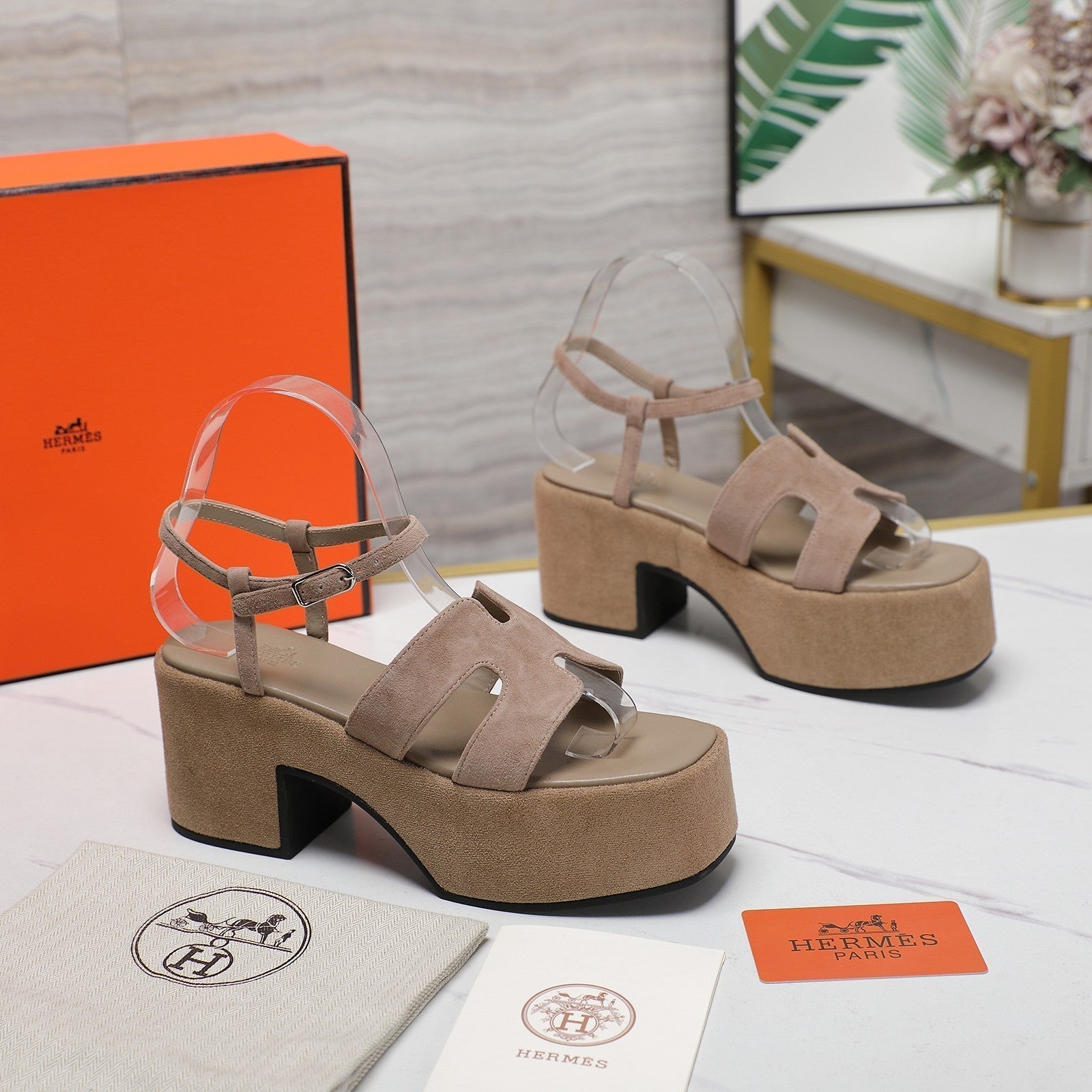 HM Jam 70 sandal In Light Brown Suede 120309