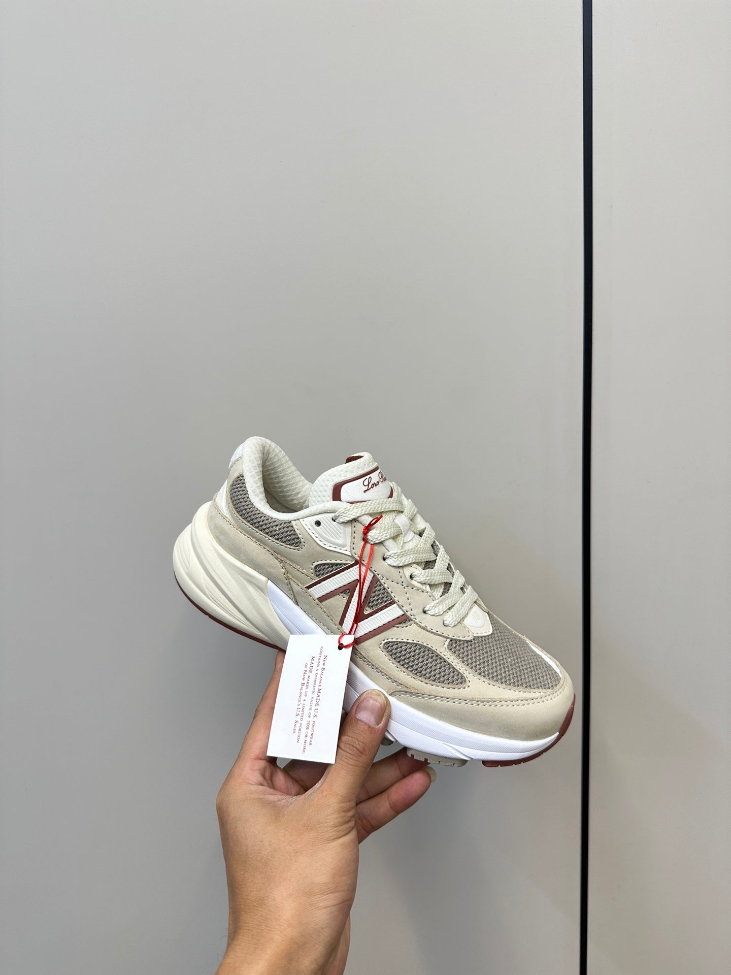 LP x NB 990v6 Sneaker 45mm In Ivory White Mix Grey Suede And Mesh Fabric 989828