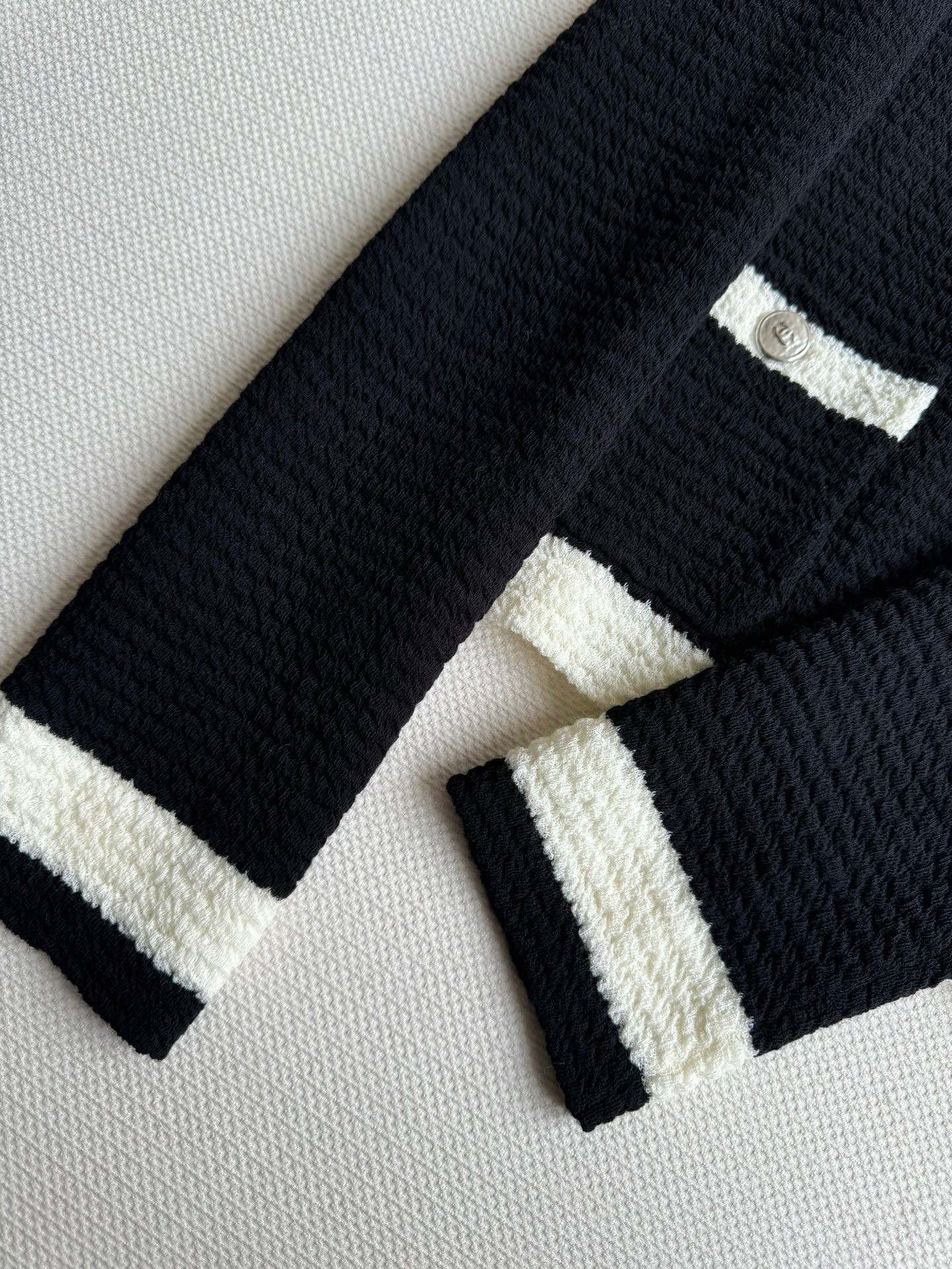 CC Cardigan In Black Mix White Wool