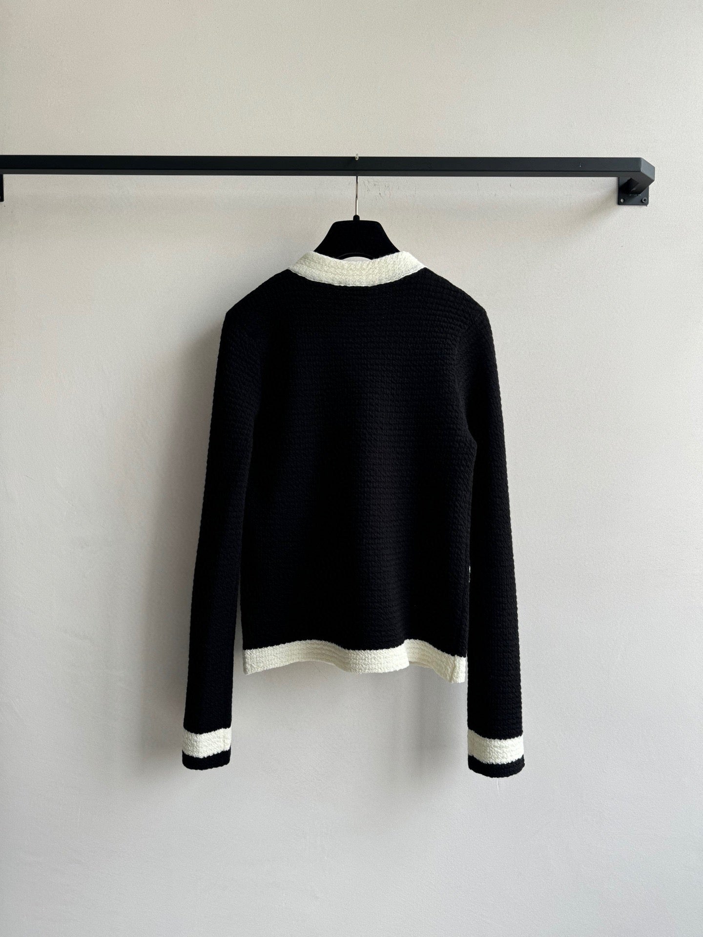 CC Cardigan In Black Mix White Wool