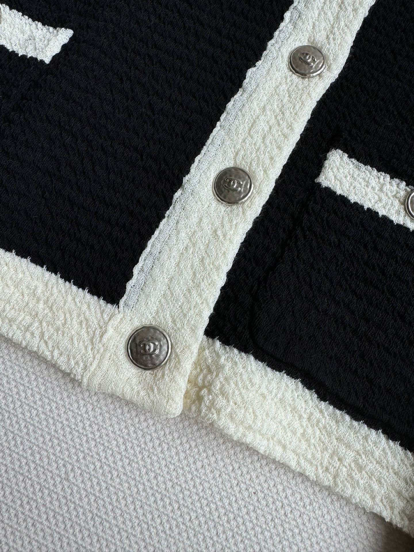 CC Cardigan In Black Mix White Wool