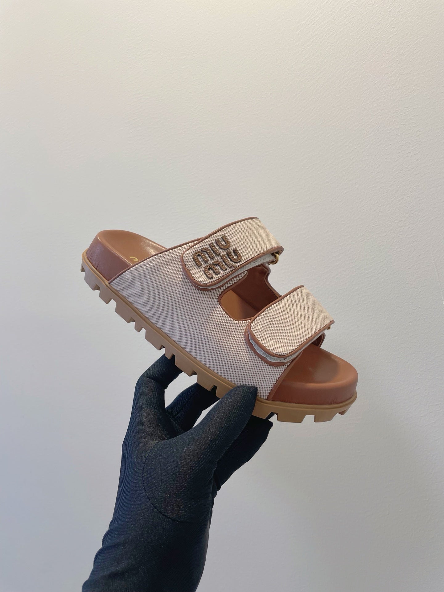 Miumiu 2026 Strap Platform Flat Sandals Canvas 941757