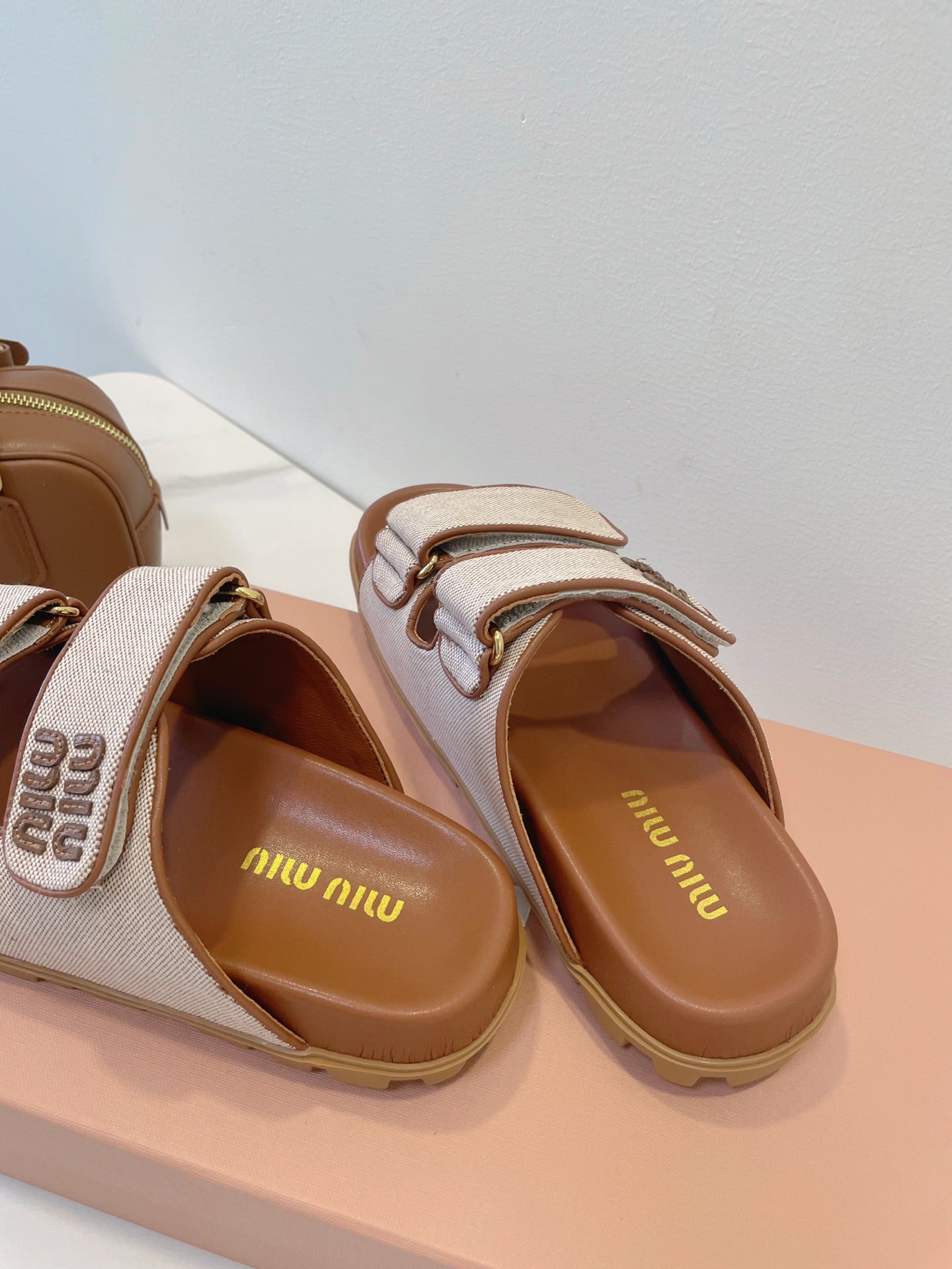 Miumiu 2026 Strap Platform Flat Sandals Canvas 941757