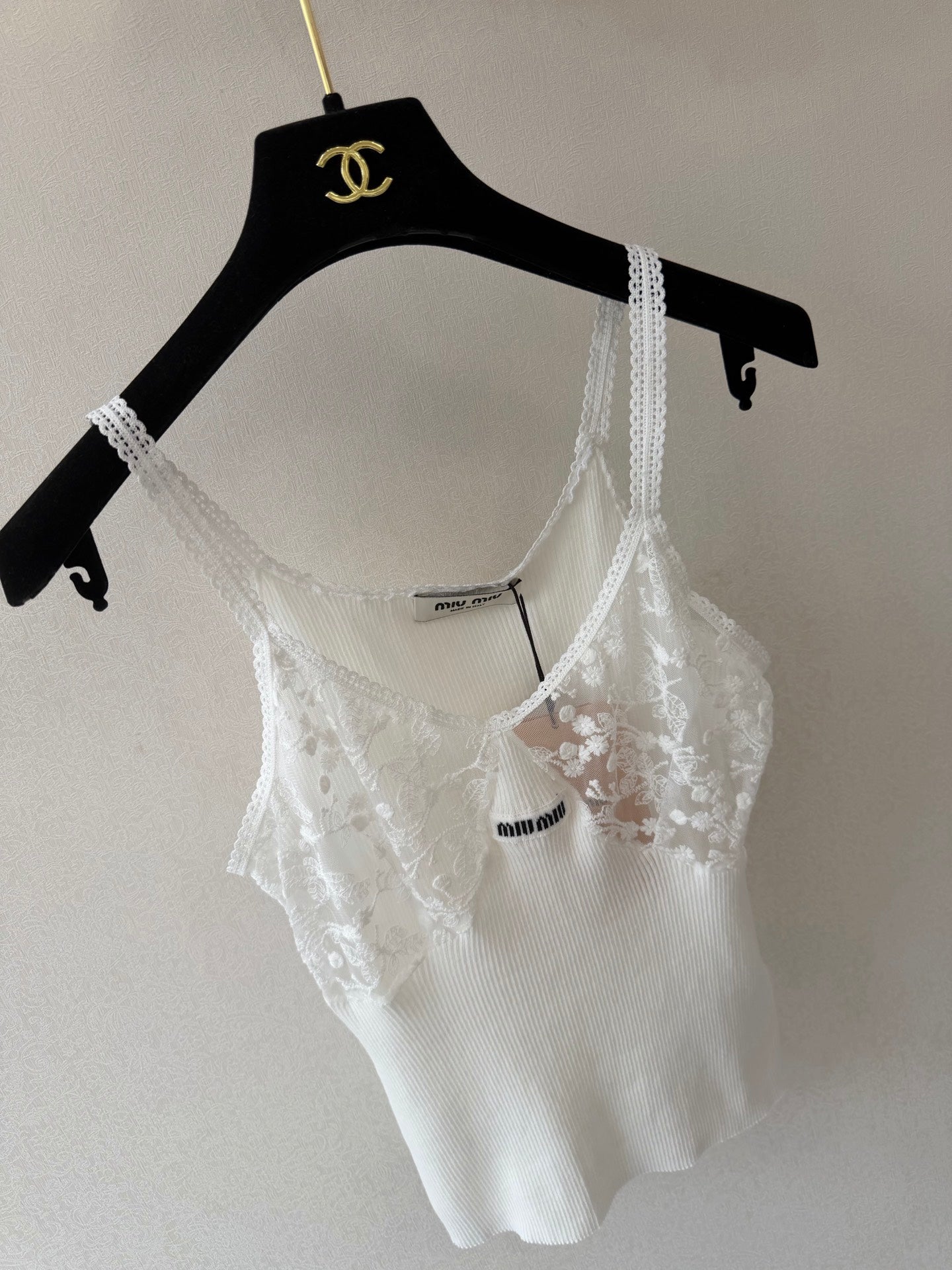 Miumiu 2026 Camisole White Lace Cotton 394789